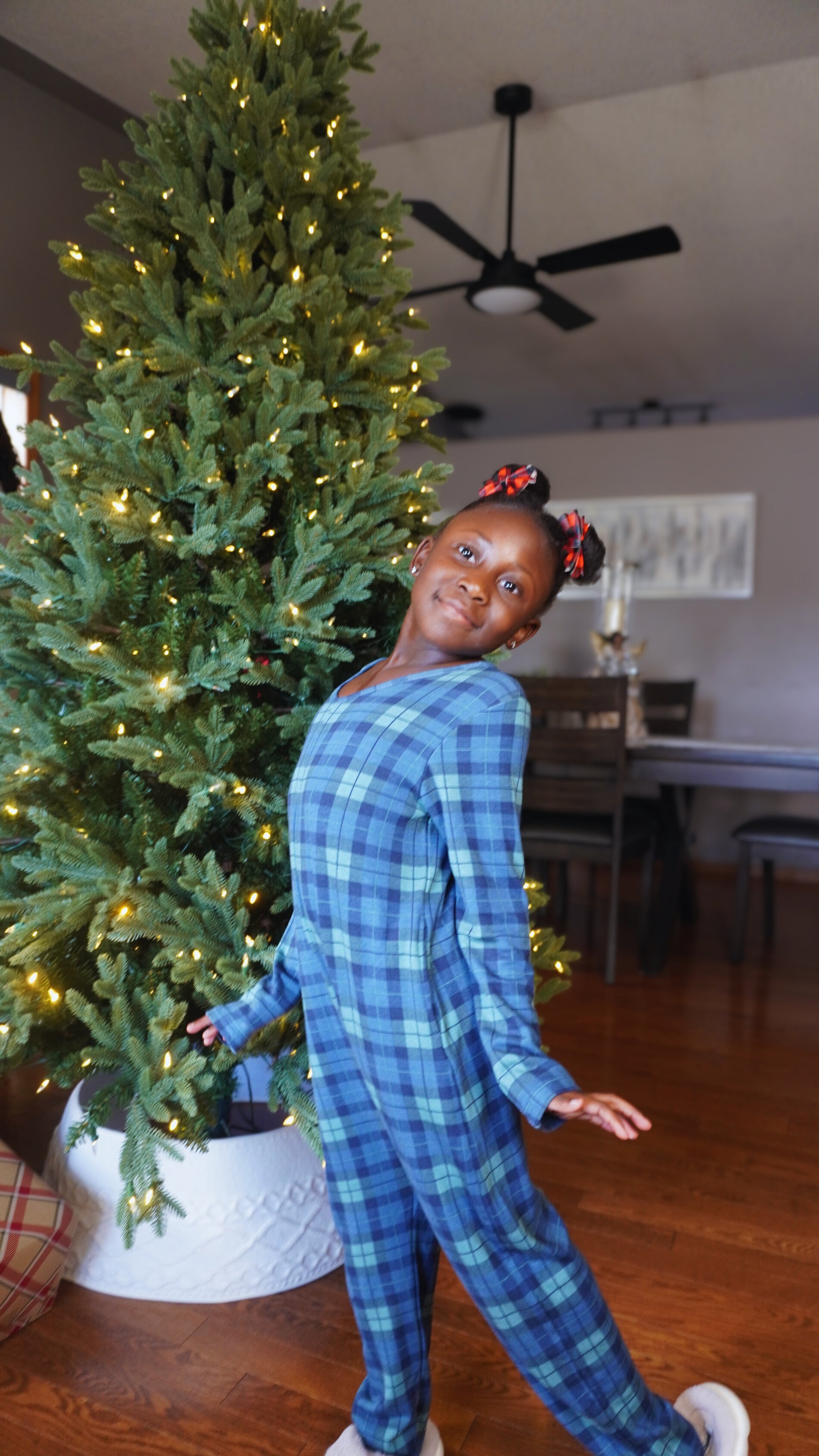 Kids Friday Romper in Navy Plaid