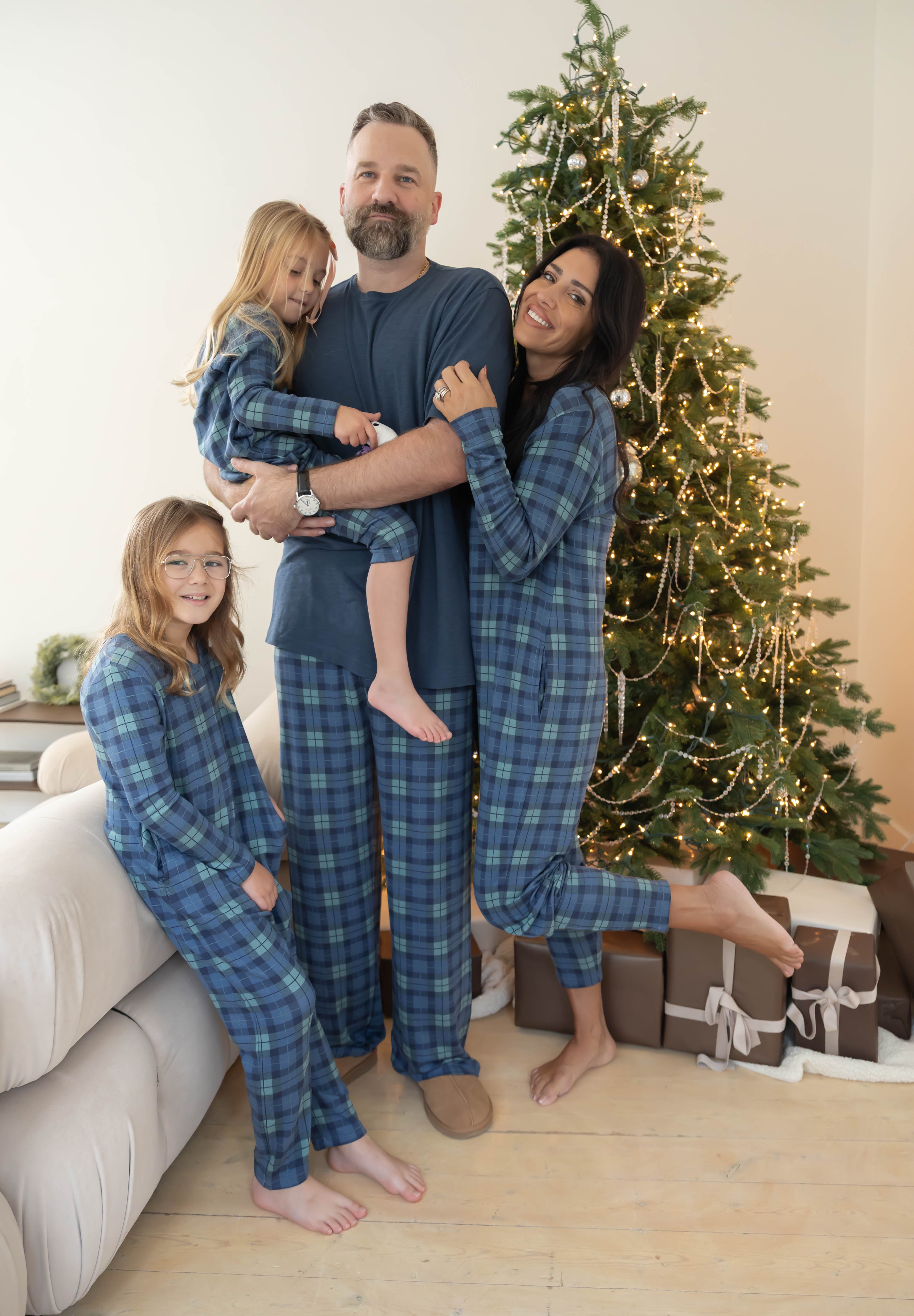 Kids Friday Romper in Navy Plaid