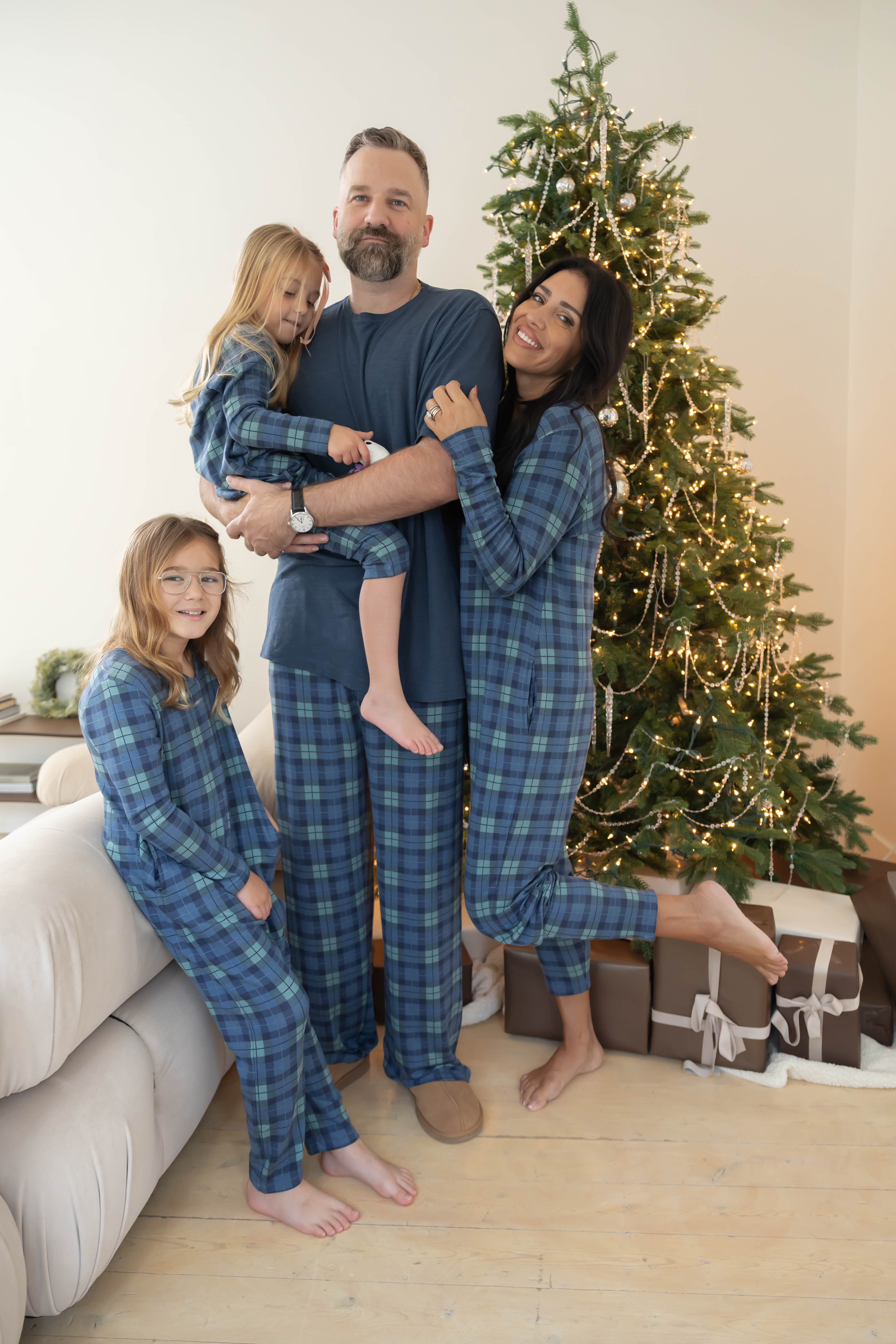 Kids Friday Romper in Navy Plaid