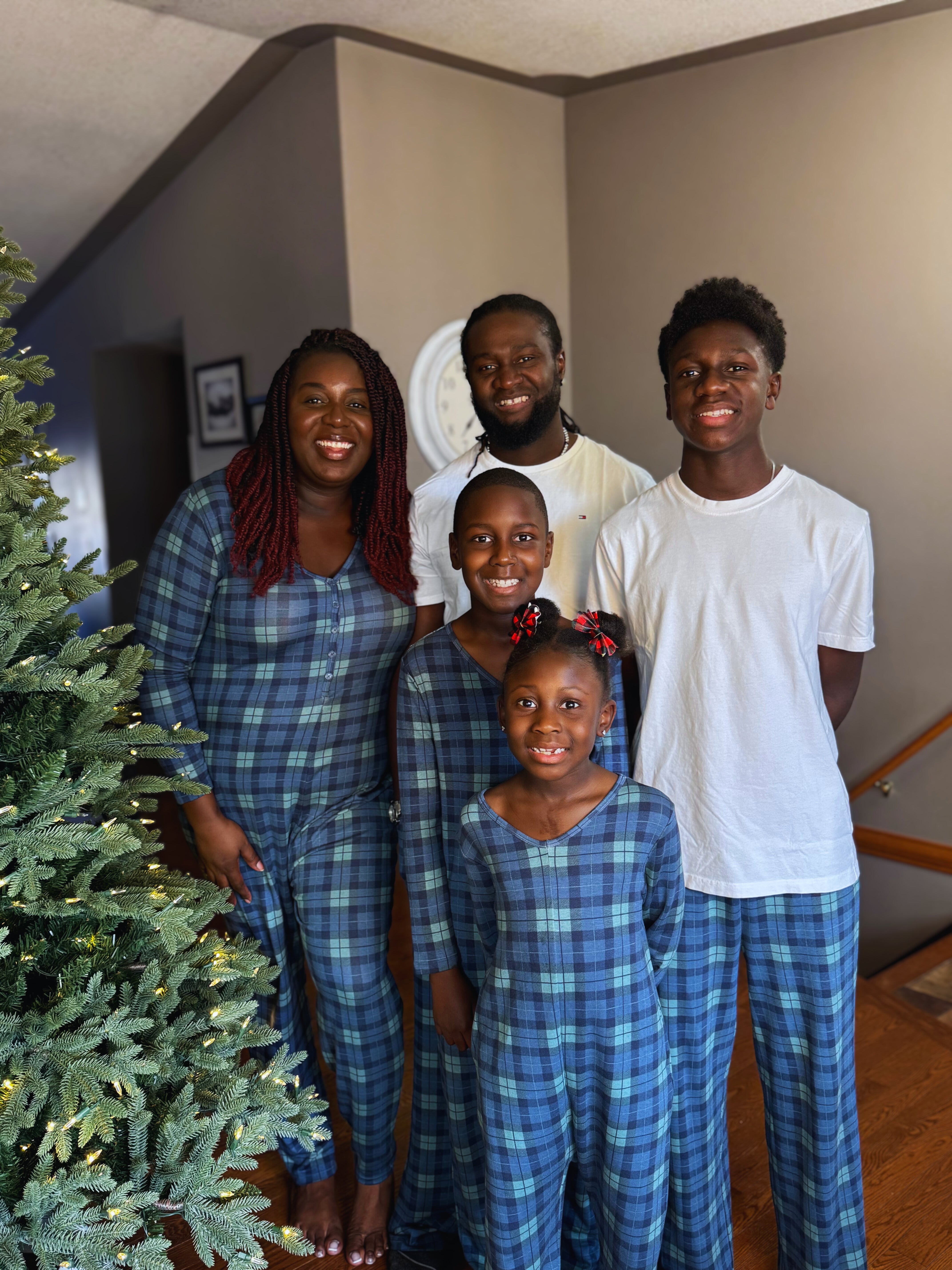 Kids Friday Romper in Navy Plaid