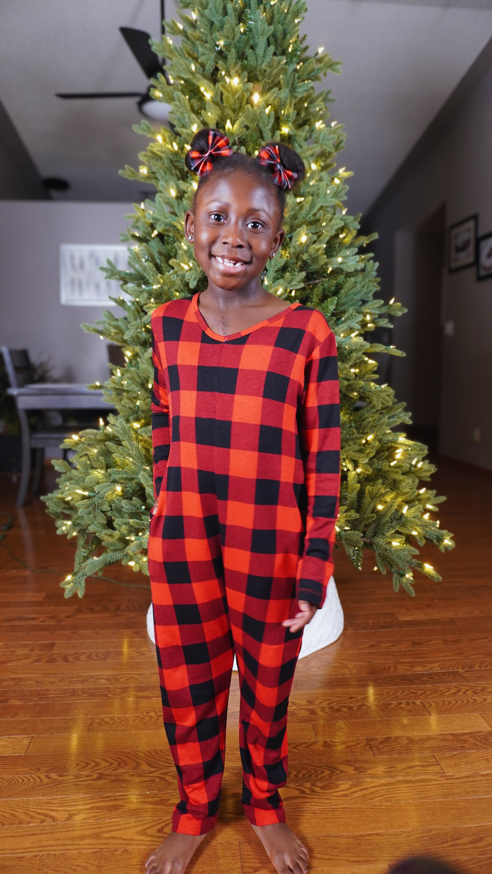 Kids Friday Romper in Red Buffalo Plaid