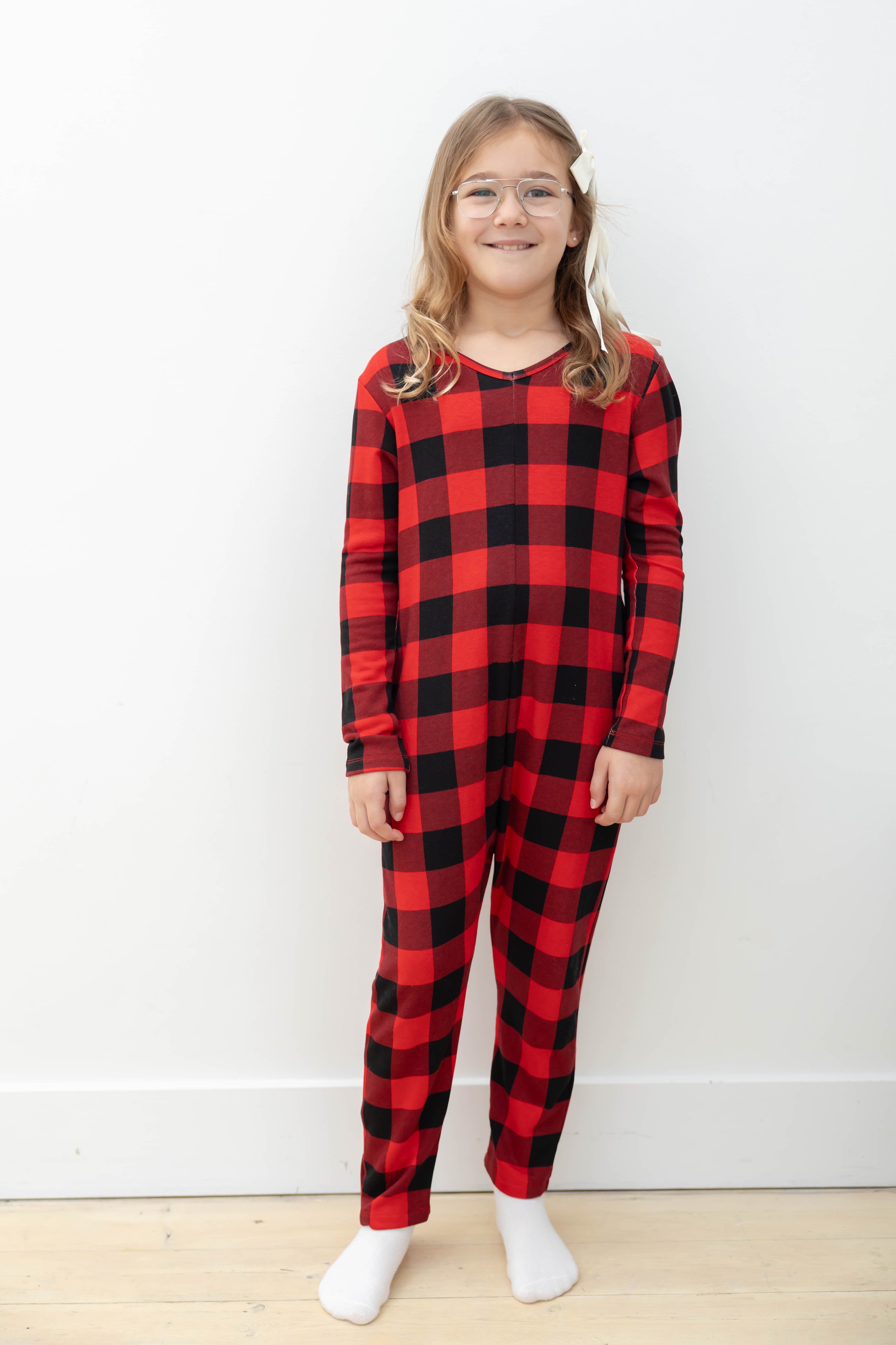 Kids Friday Romper in Red Buffalo Plaid