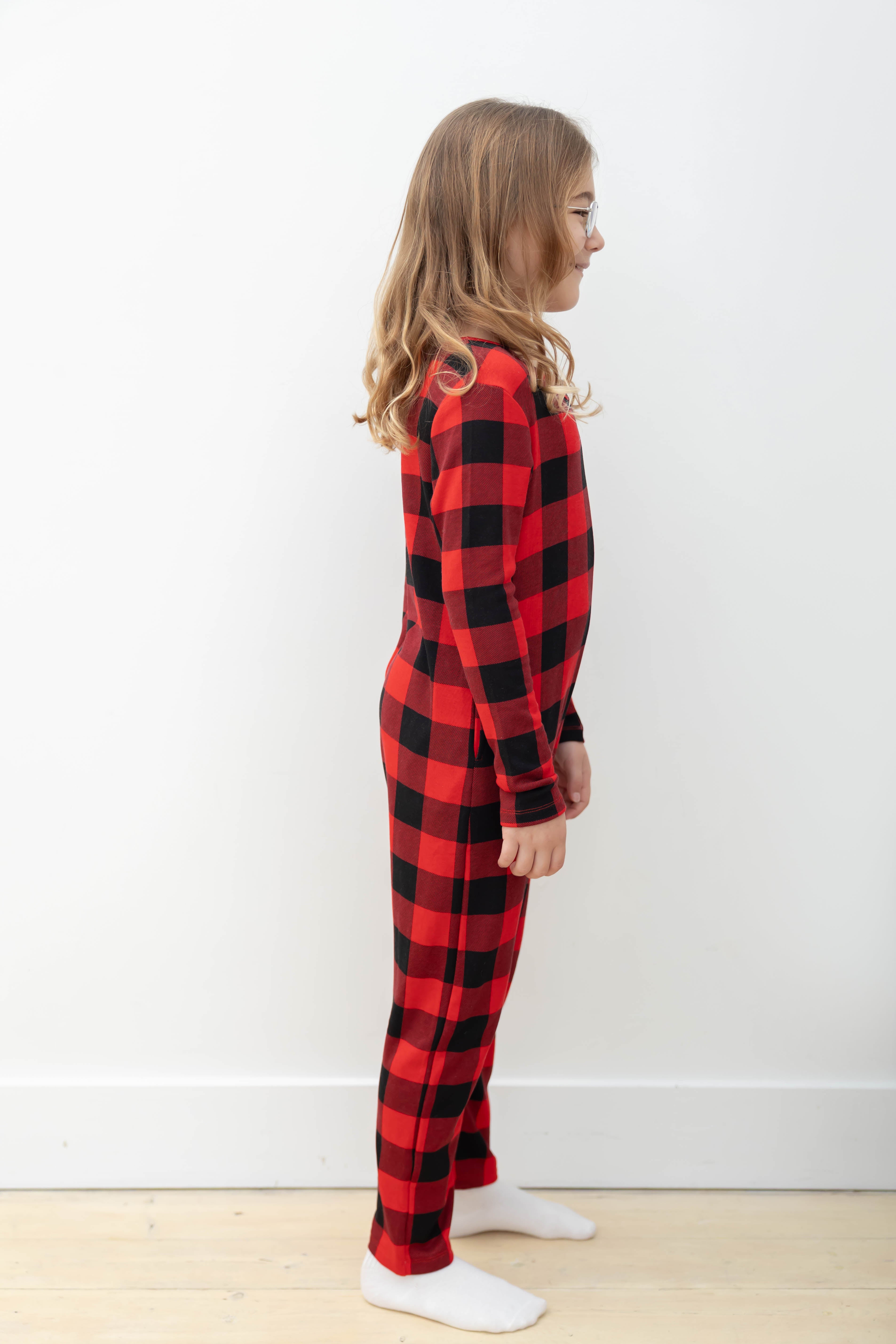 Kids Friday Romper in Red Buffalo Plaid