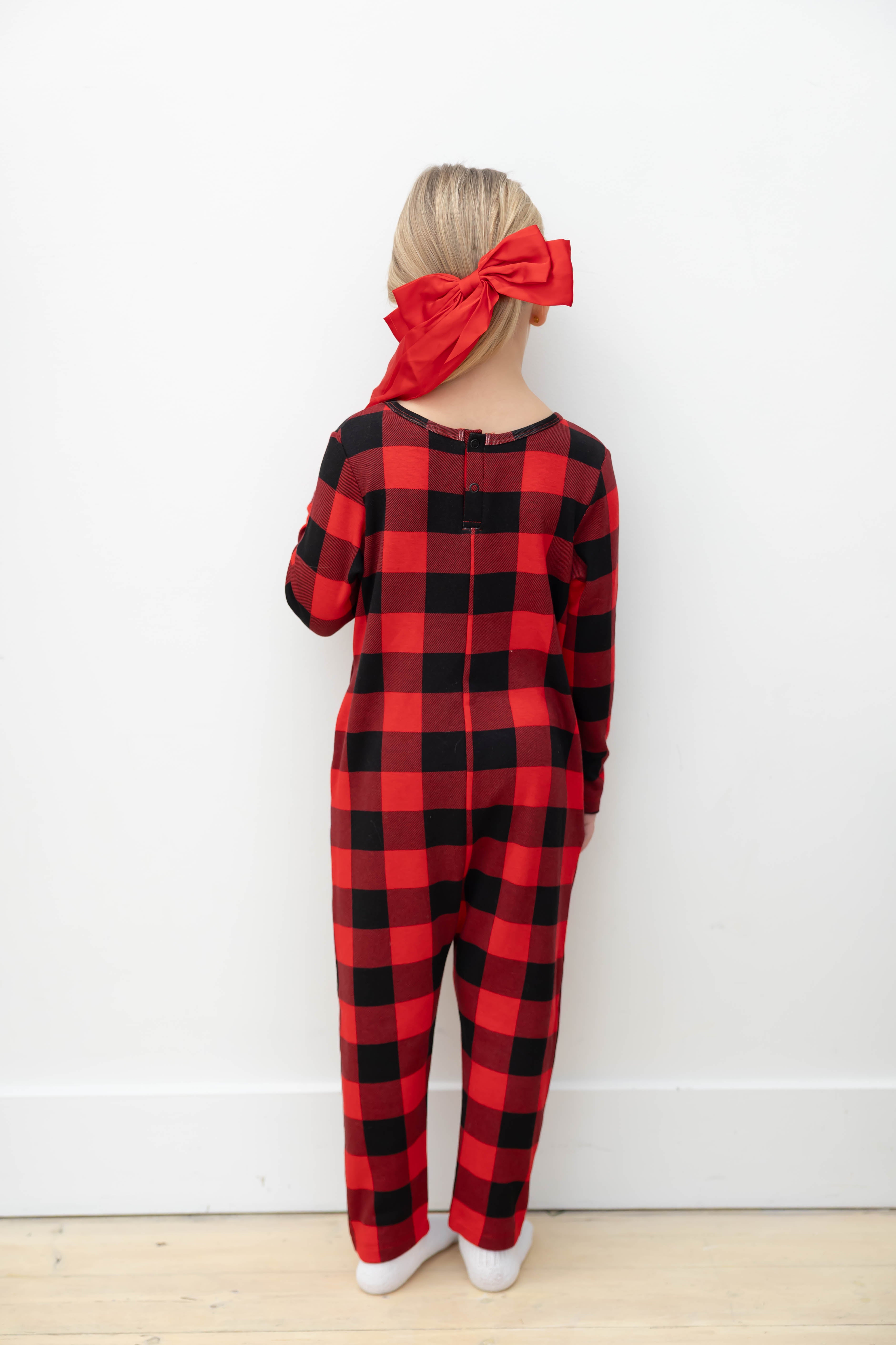 Kids Friday Romper in Red Buffalo Plaid