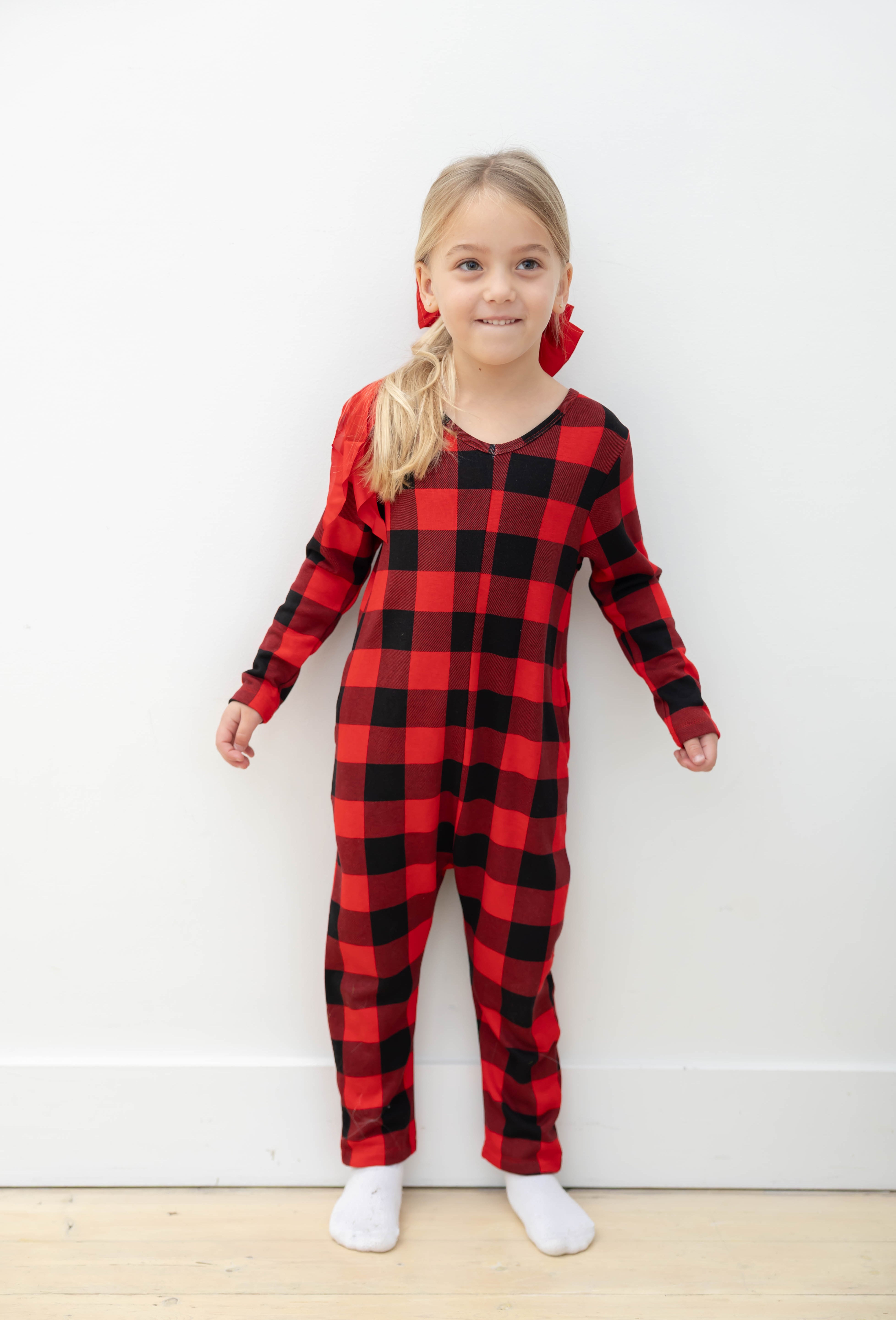 Kids Friday Romper in Red Buffalo Plaid