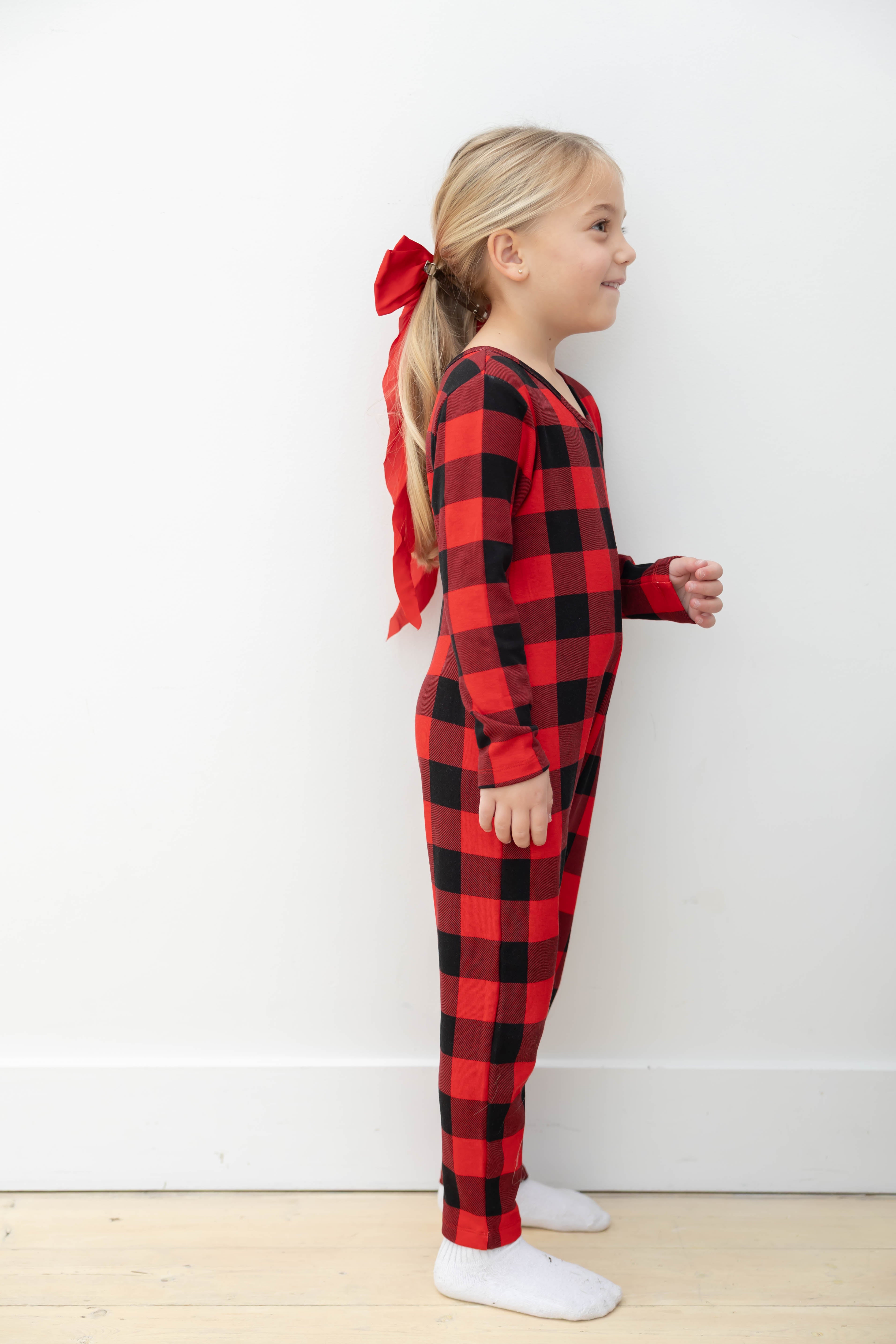 Kids Friday Romper in Red Buffalo Plaid