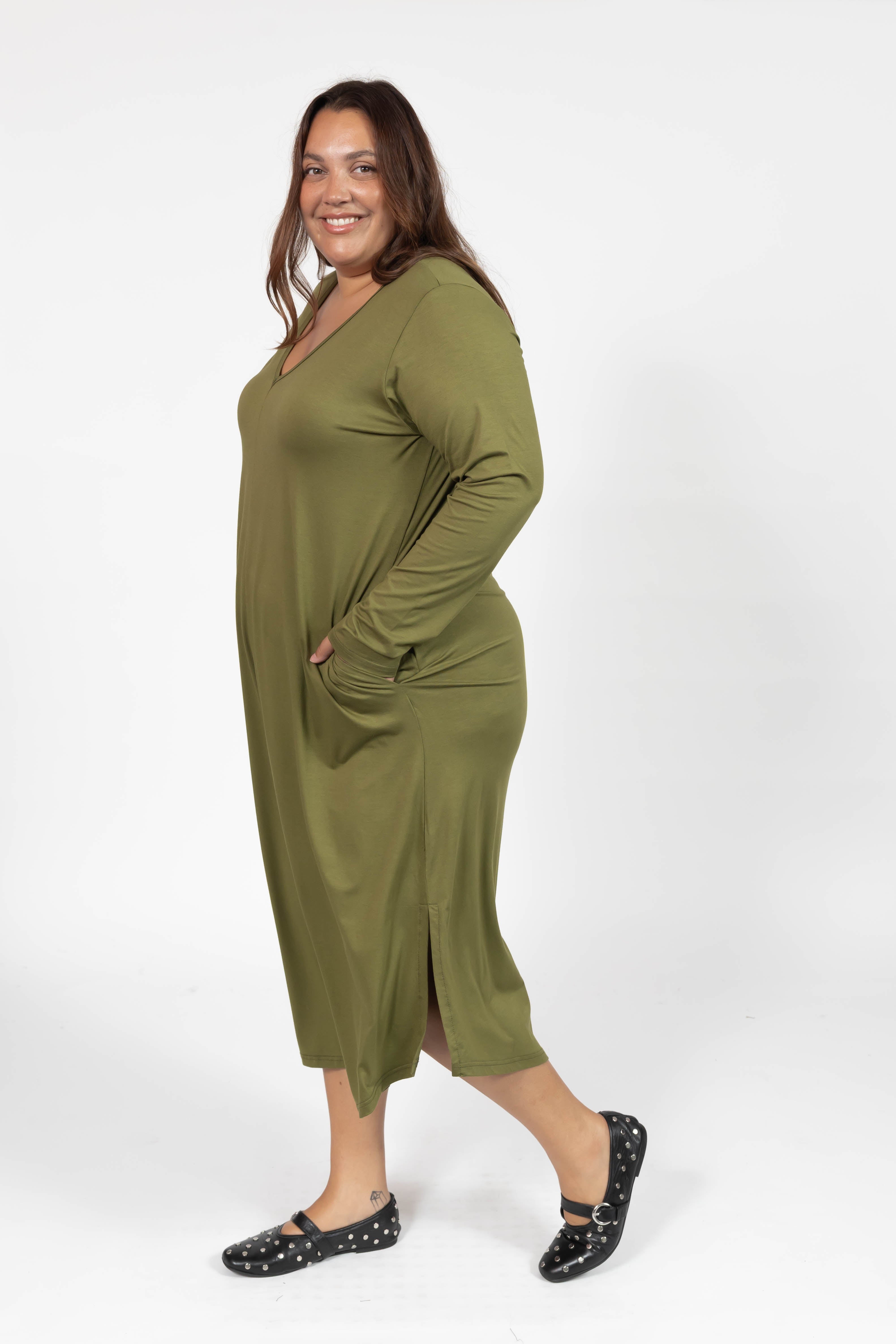 Friday Dress in Olive Green