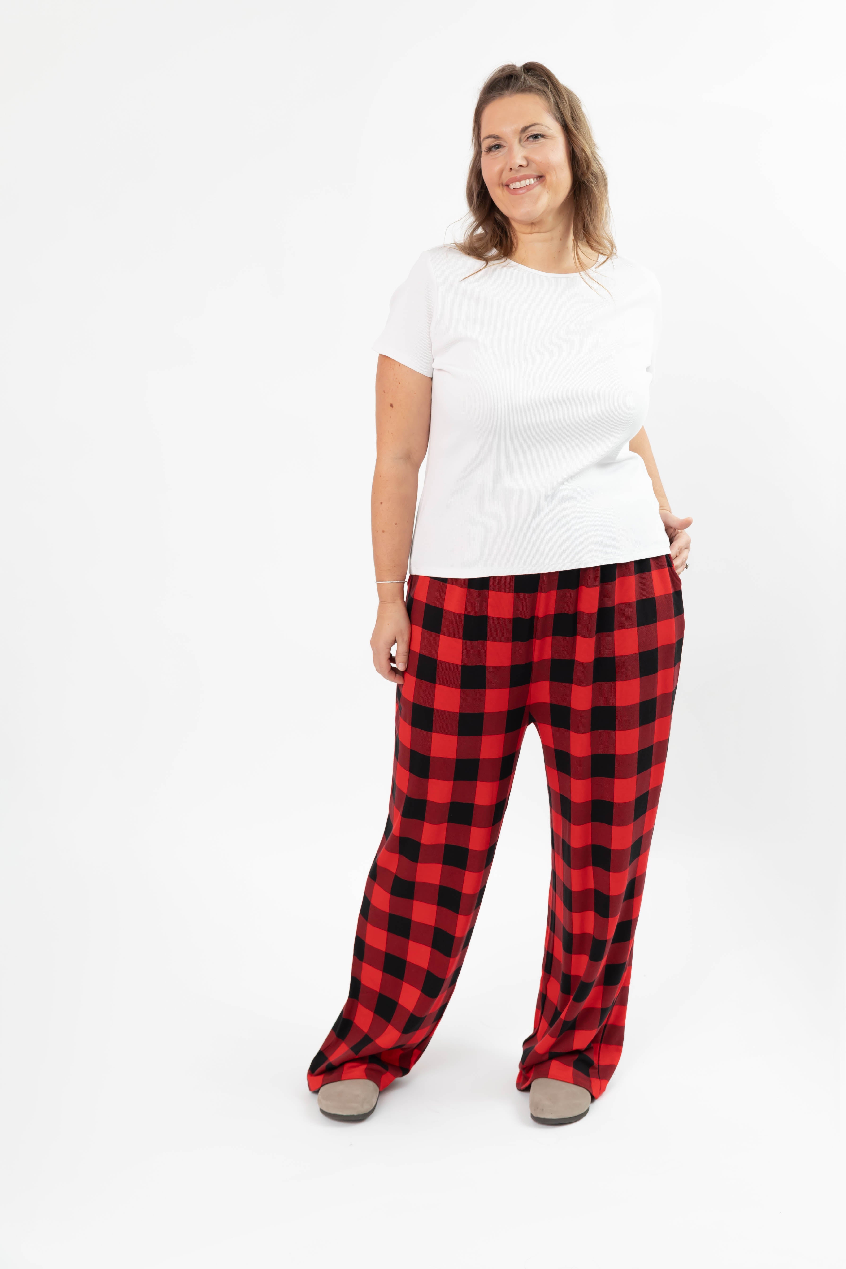Unisex Friday Straight Leg Pant in Red Buffalo Plaid