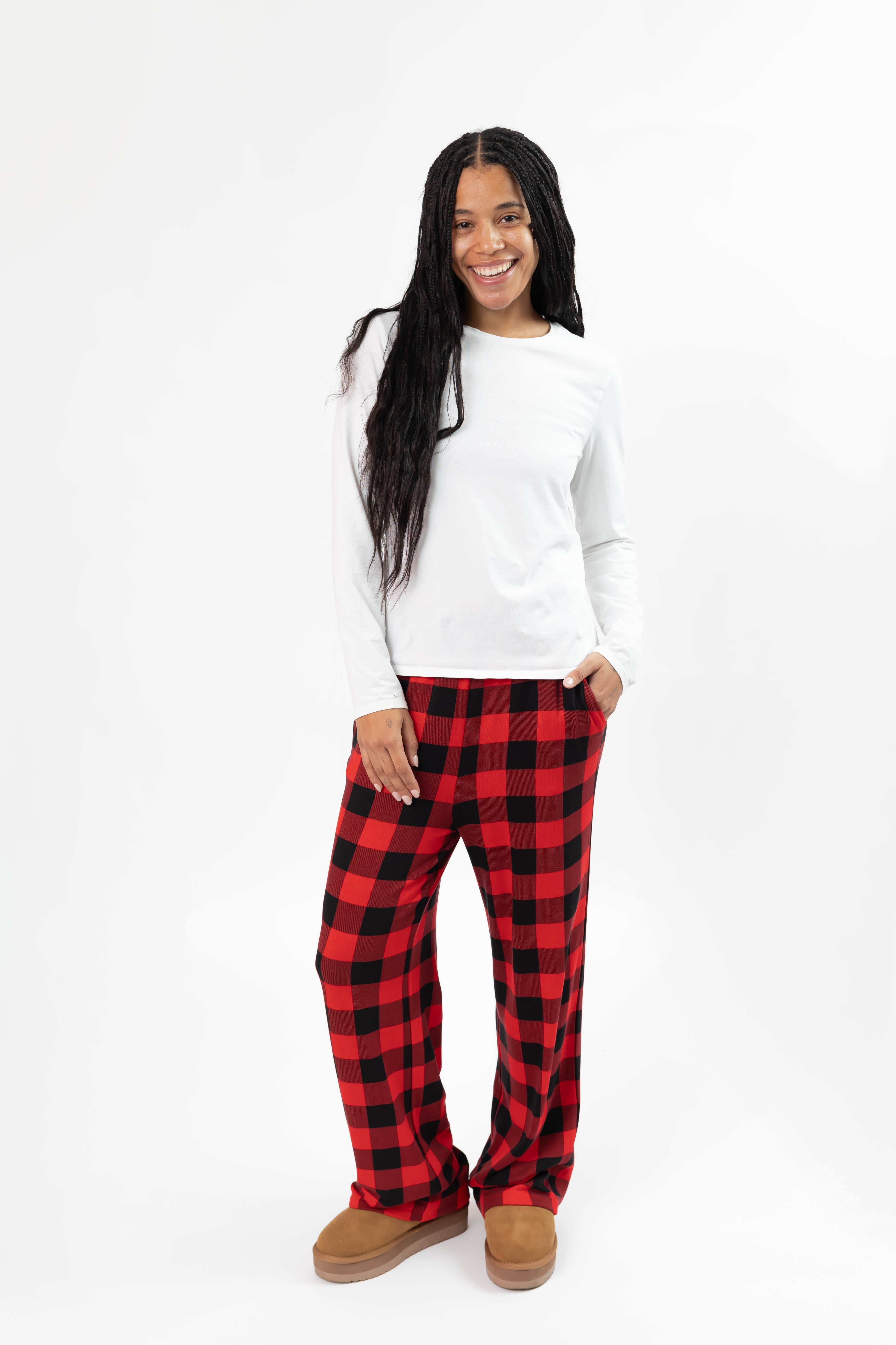 Unisex Friday Straight Leg Pant in Red Buffalo Plaid