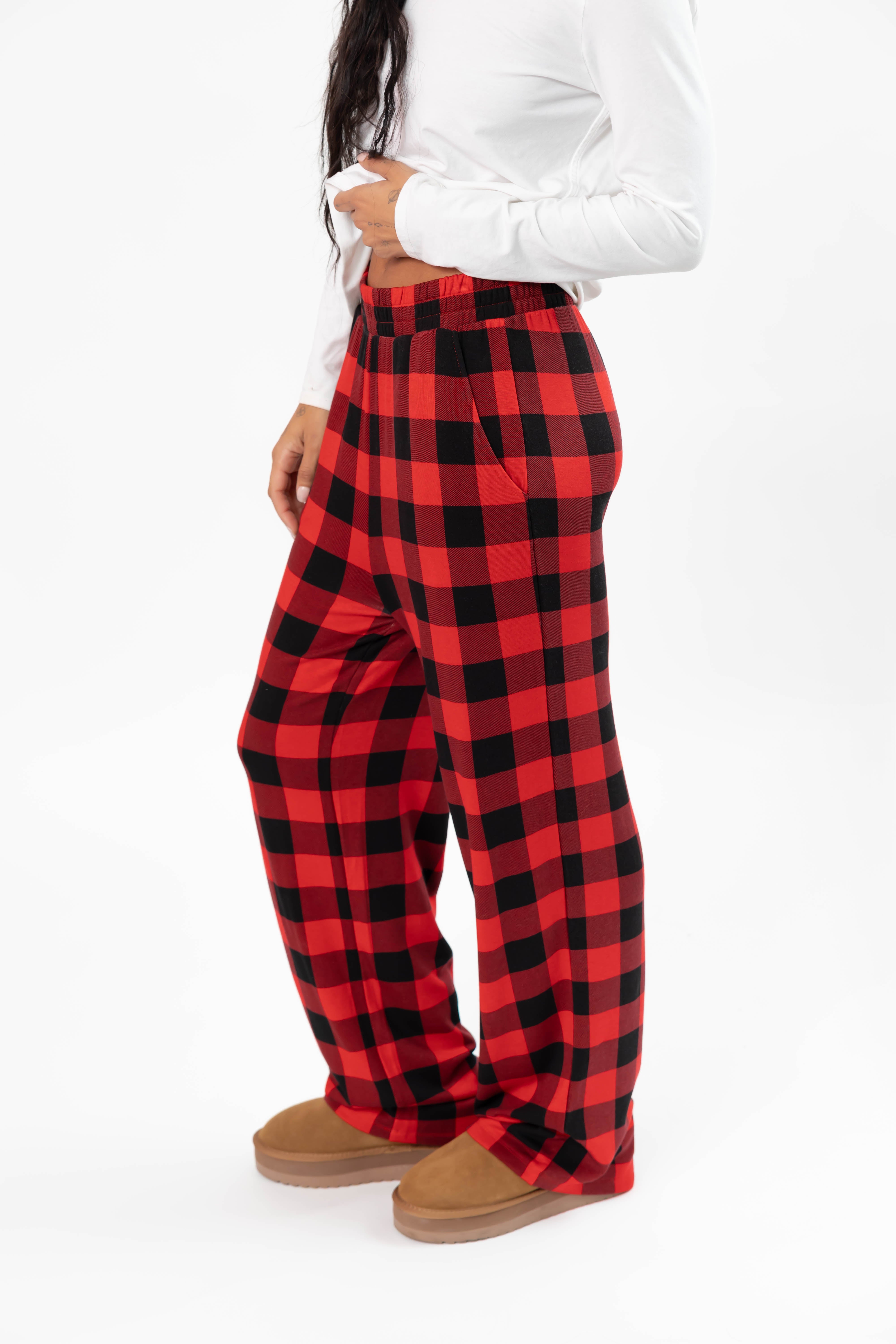 Unisex Friday Straight Leg Pant in Red Buffalo Plaid