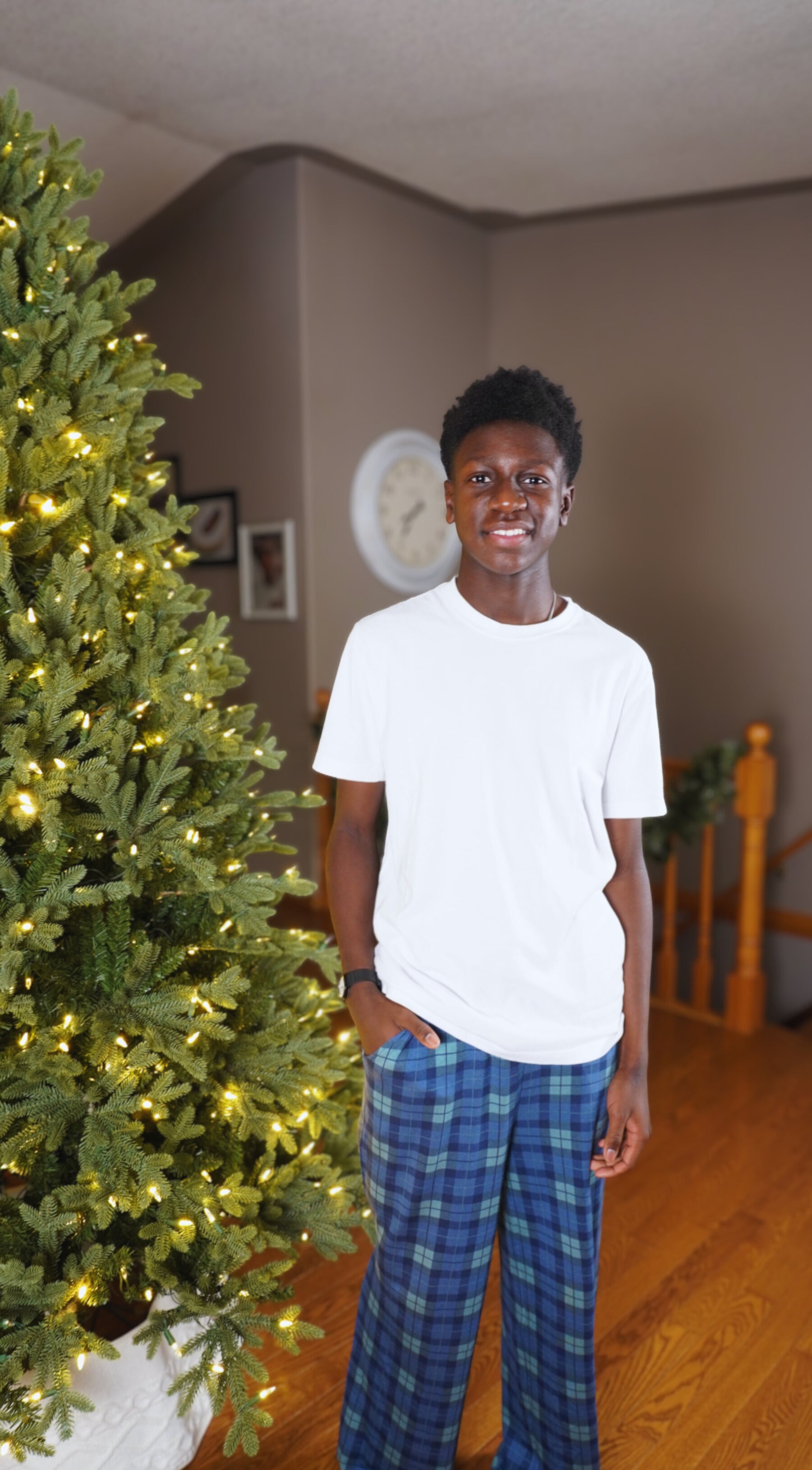 Unisex Friday Straight Leg Pant in Navy Plaid