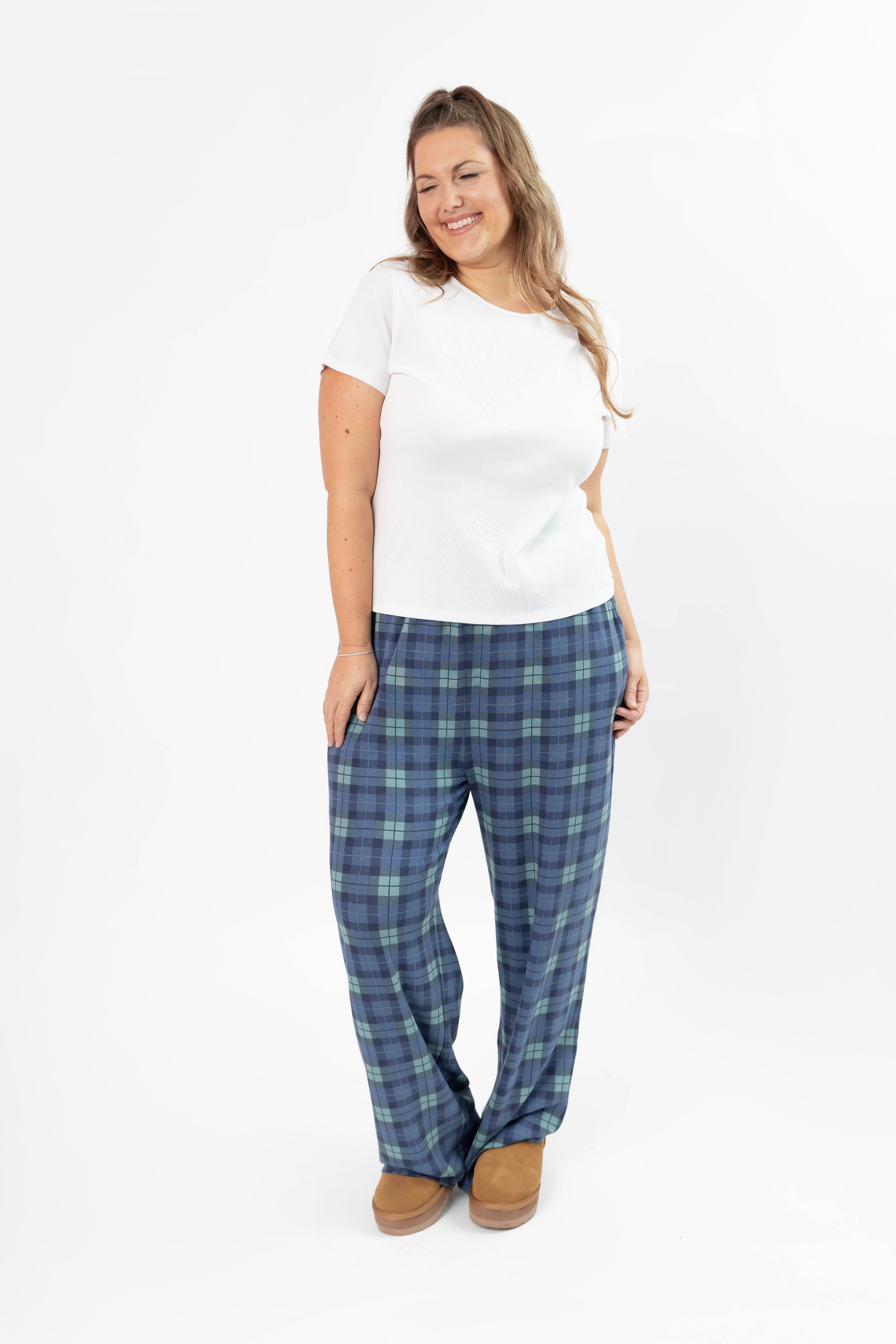 Unisex Friday Straight Leg Pant in Navy Plaid