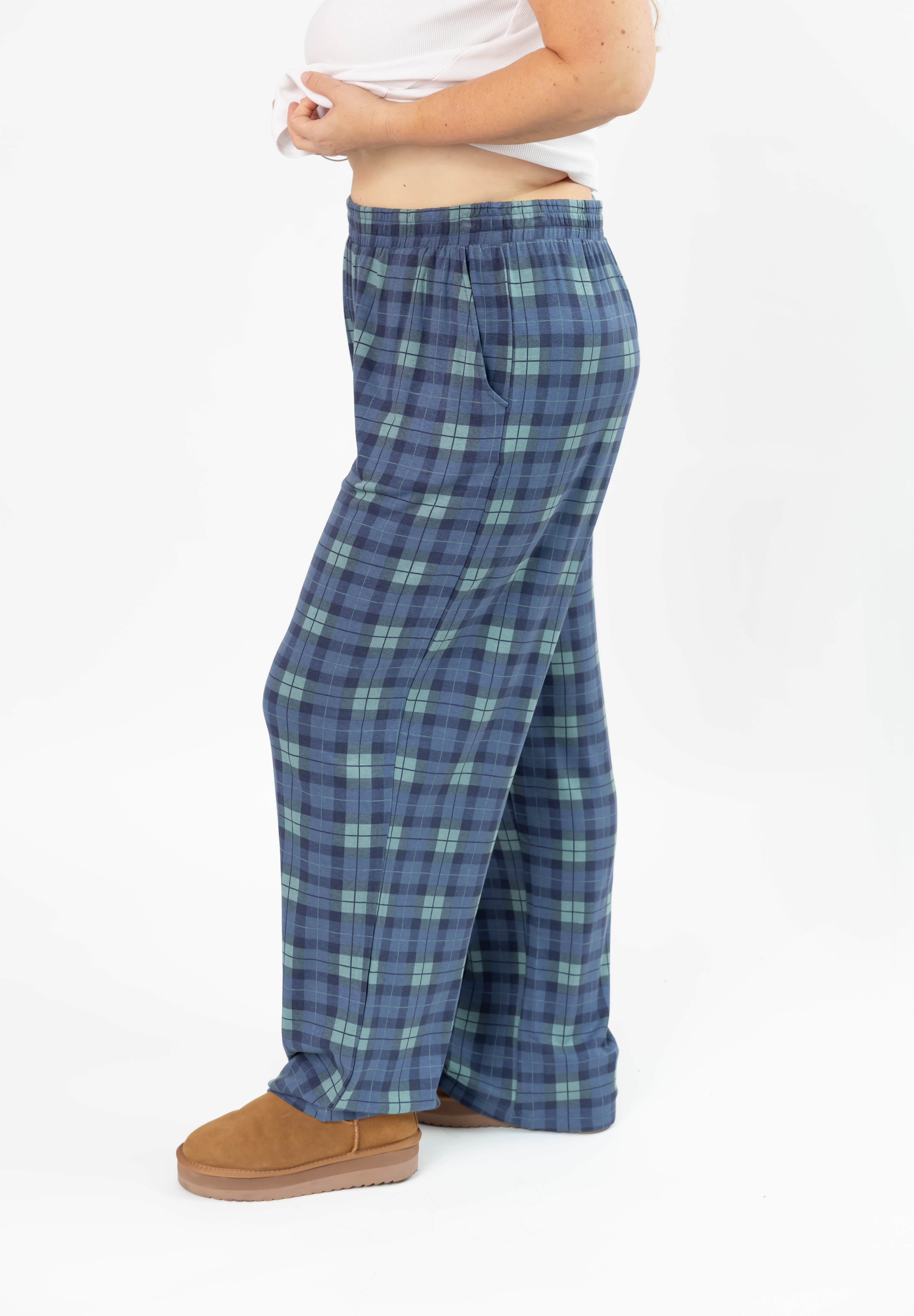 Unisex Friday Straight Leg Pant in Navy Plaid