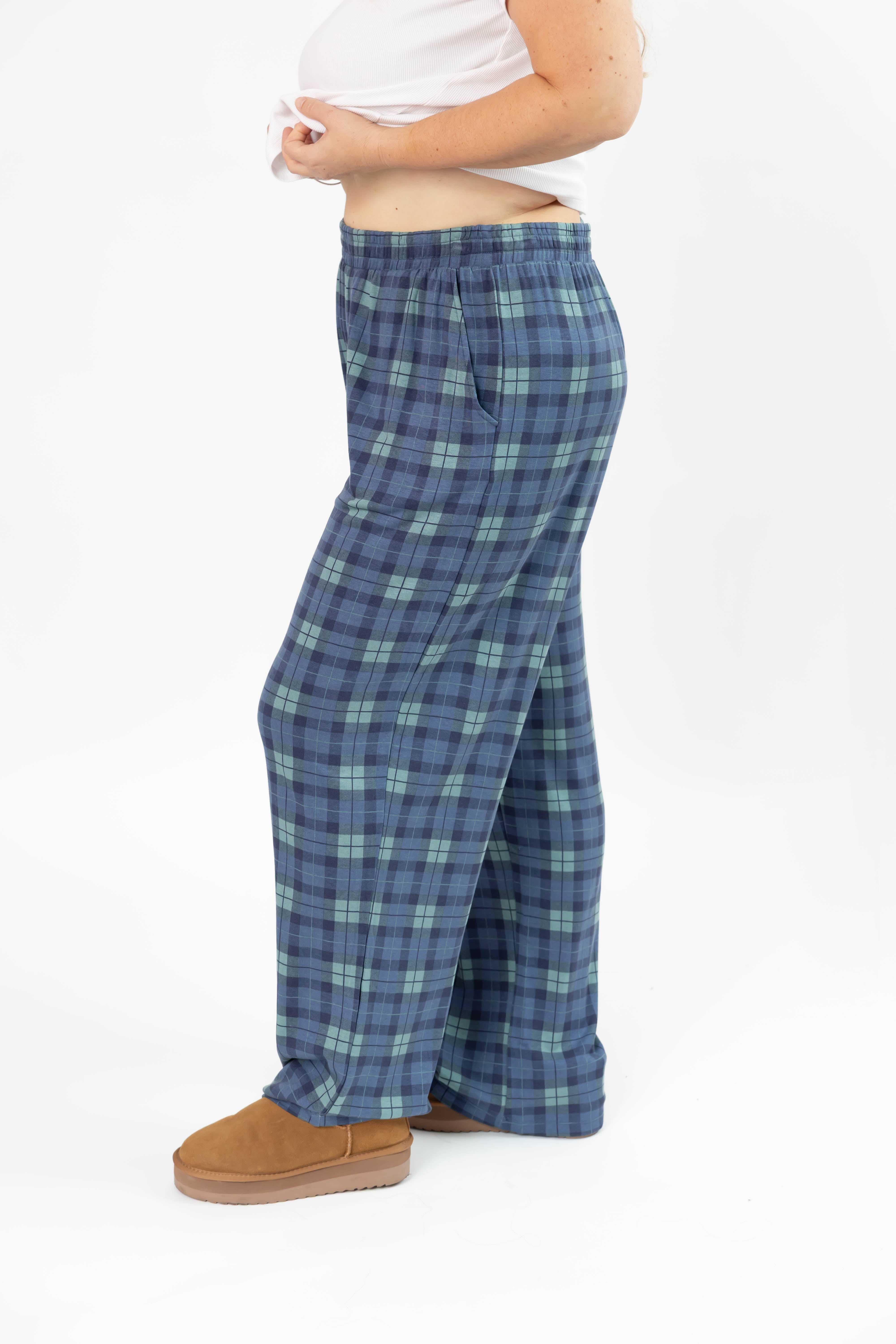 Unisex Friday Straight Leg Pant in Navy Plaid