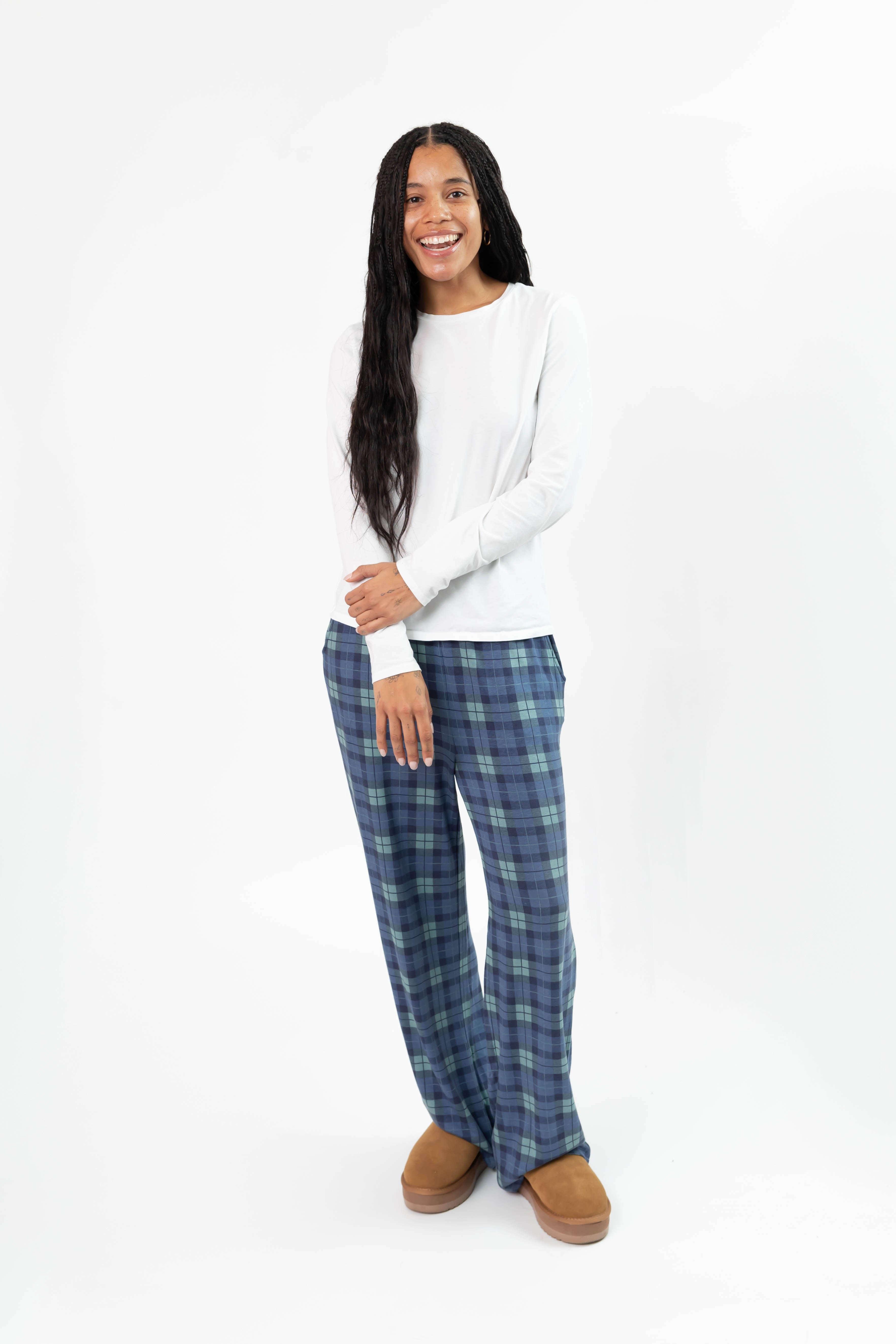 Unisex Friday Straight Leg Pant in Navy Plaid