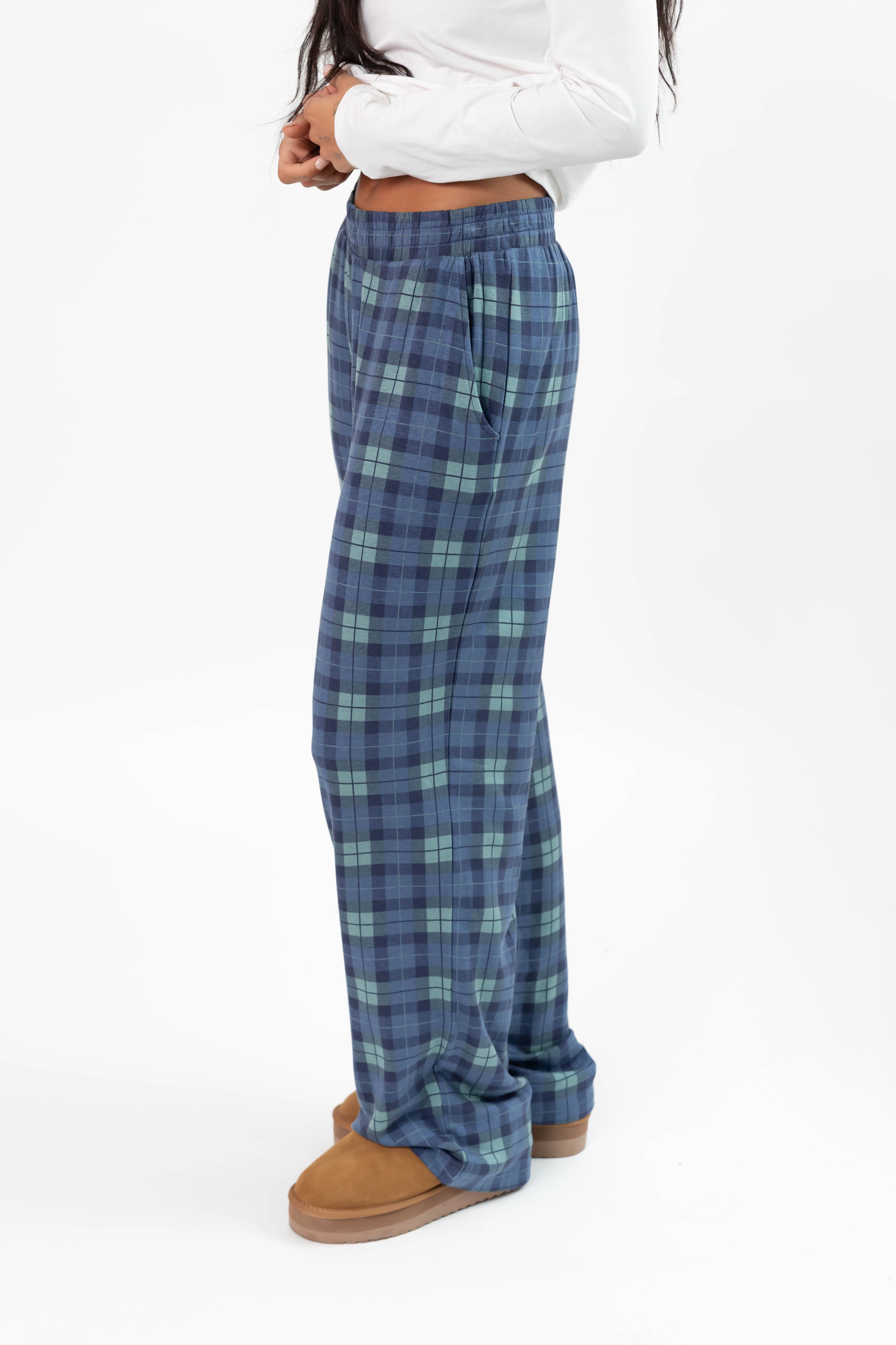 Unisex Friday Straight Leg Pant in Navy Plaid
