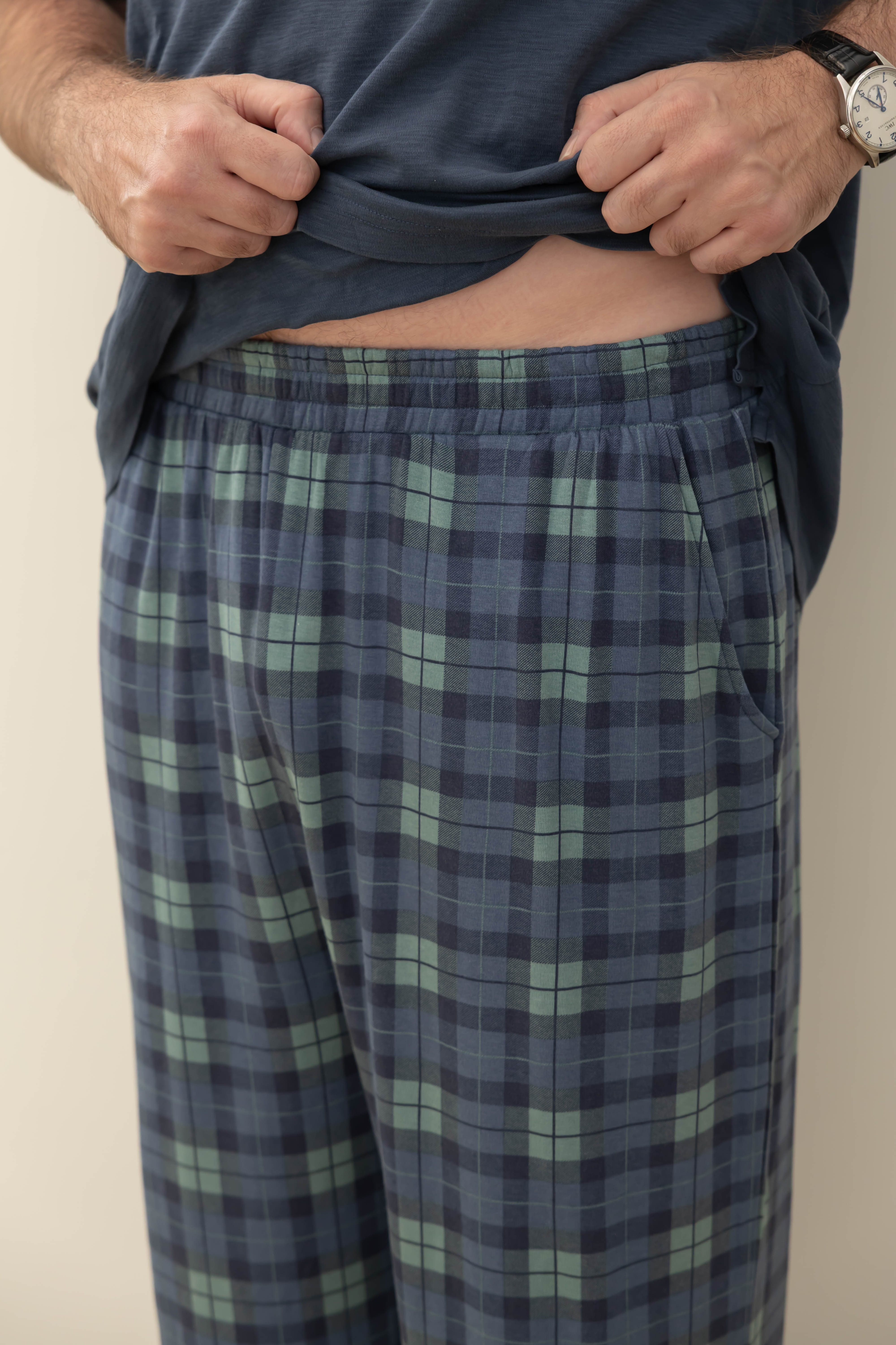 Unisex Friday Straight Leg Pant in Navy Plaid