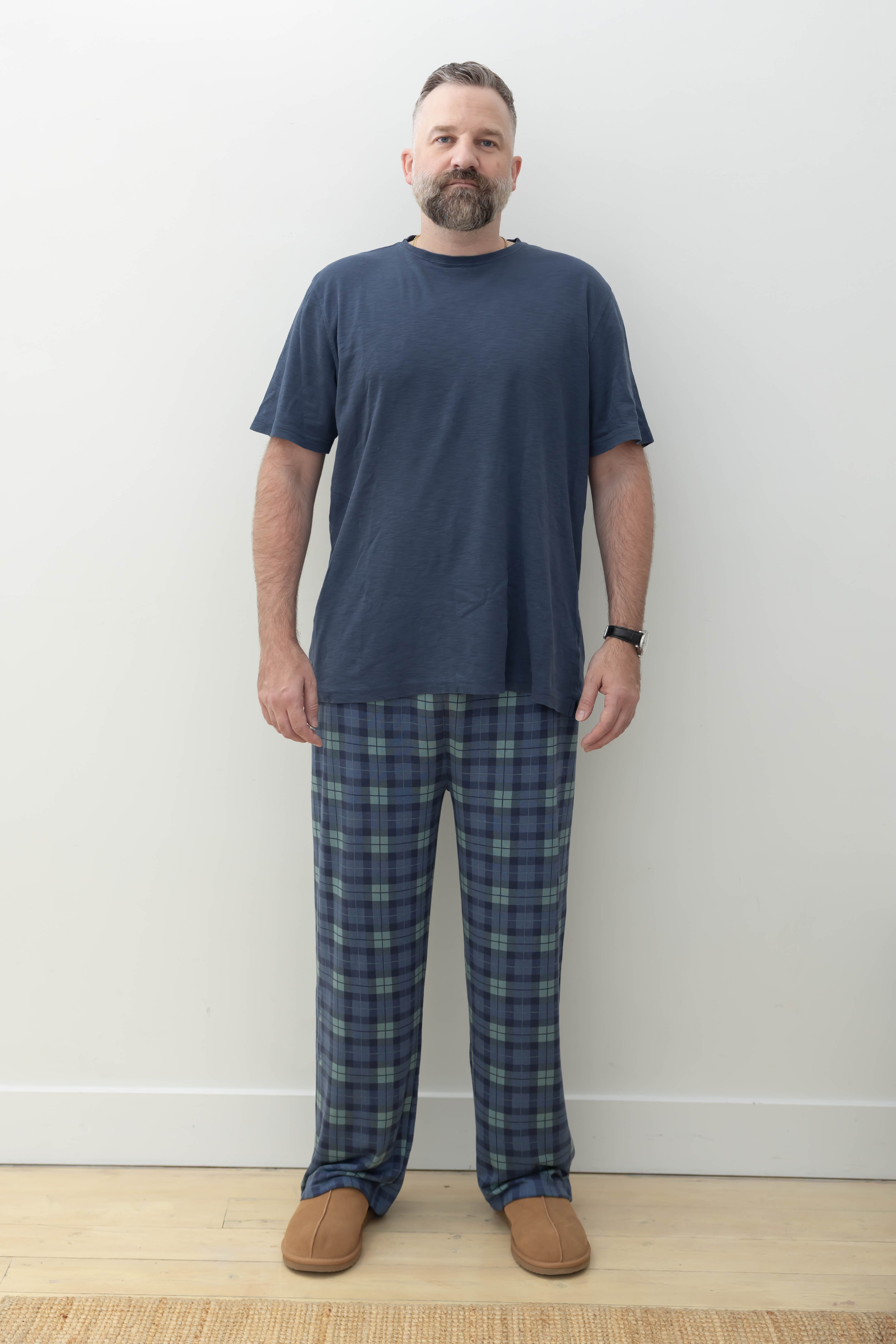 Unisex Friday Straight Leg Pant in Navy Plaid