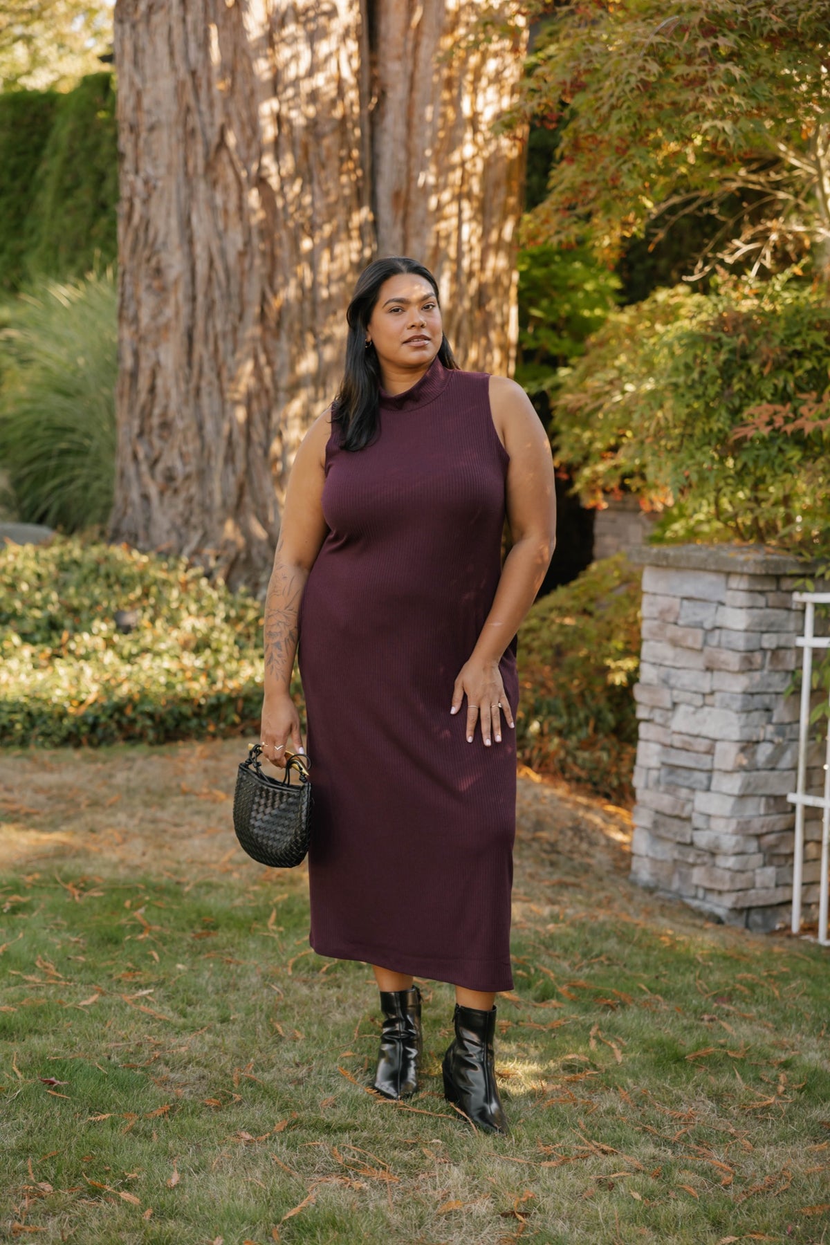 Gabriela Rib Dress in Mulberry