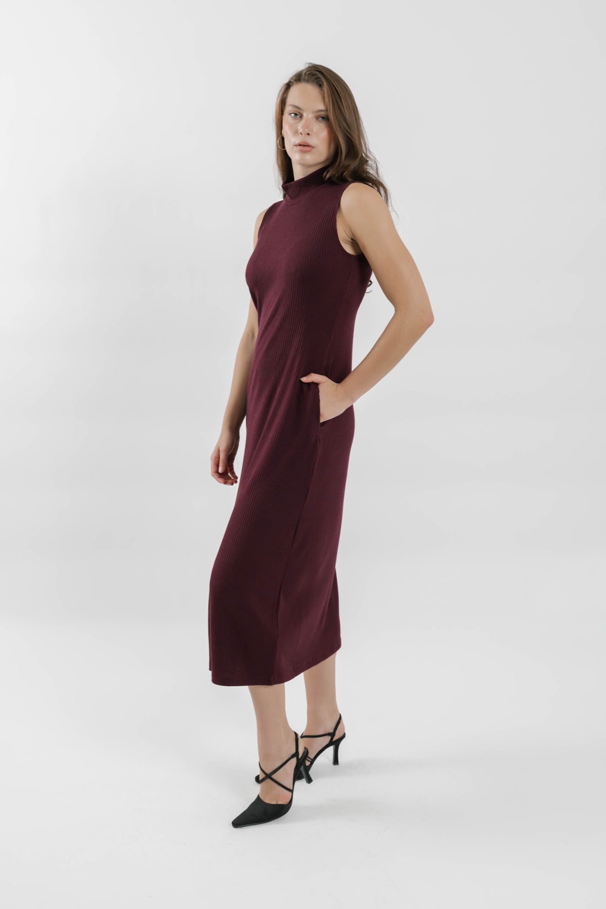 Gabriela Rib Dress in Mulberry