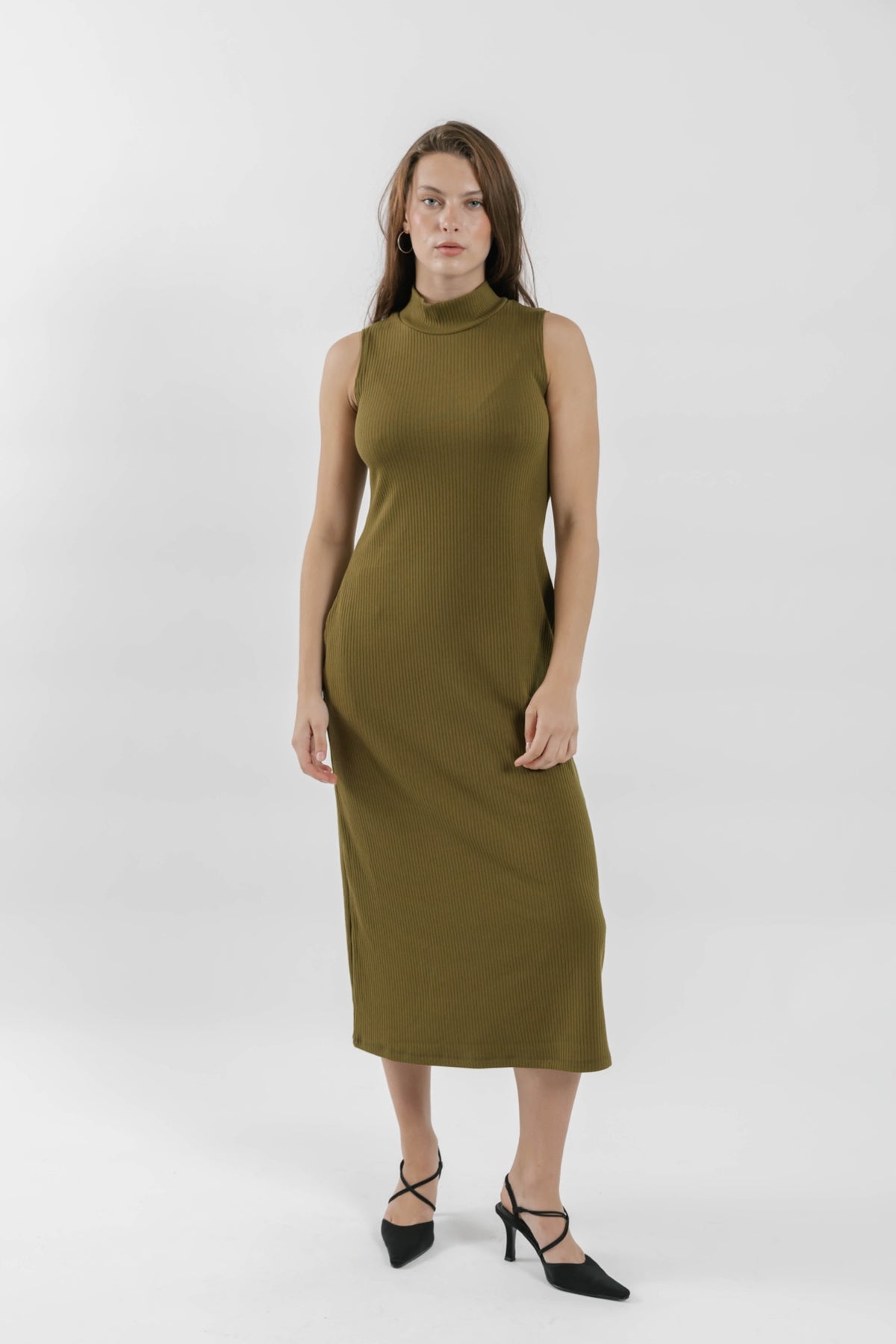 Gabriela Rib Dress in Olive