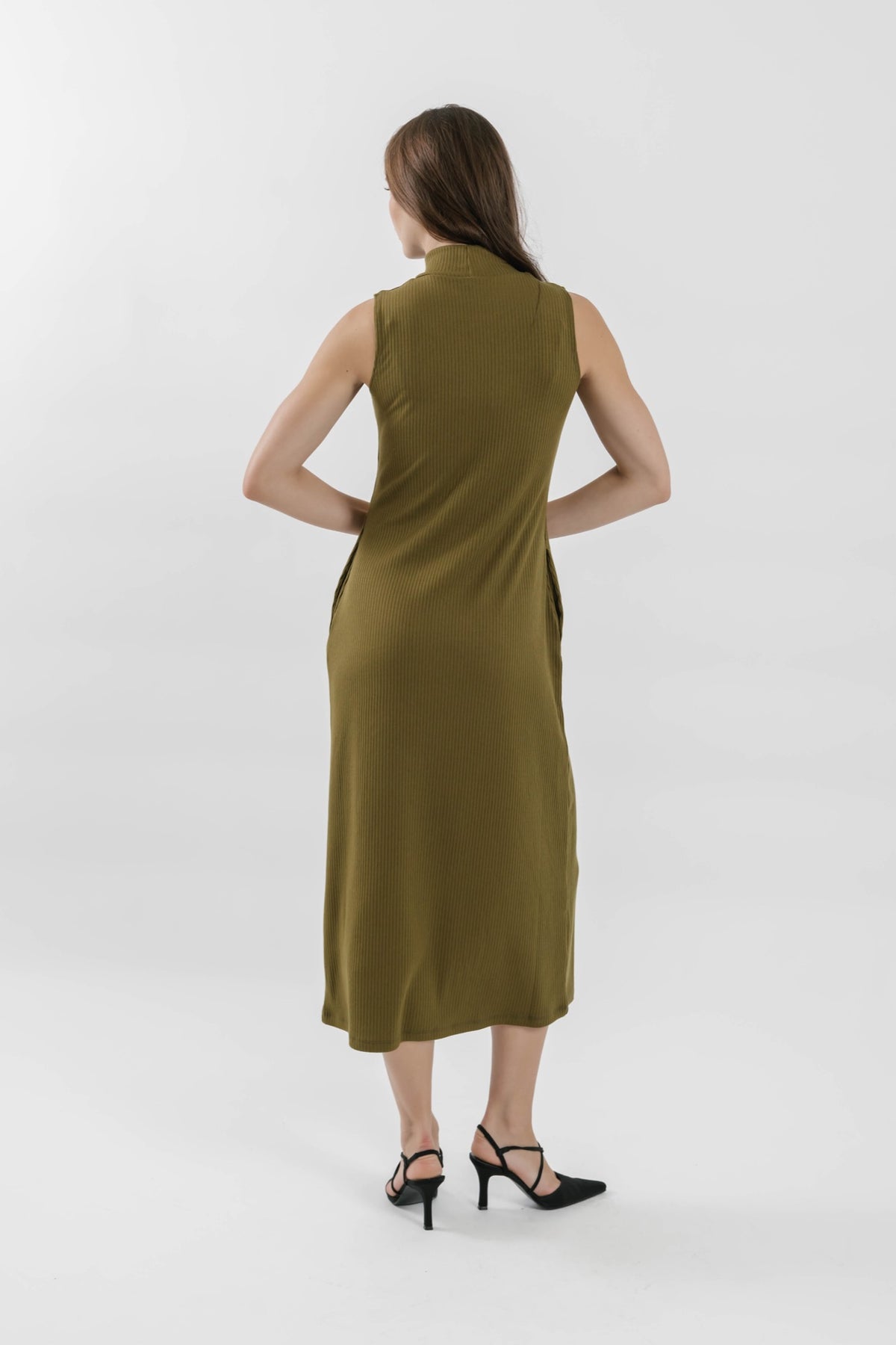 Gabriela Rib Dress in Olive