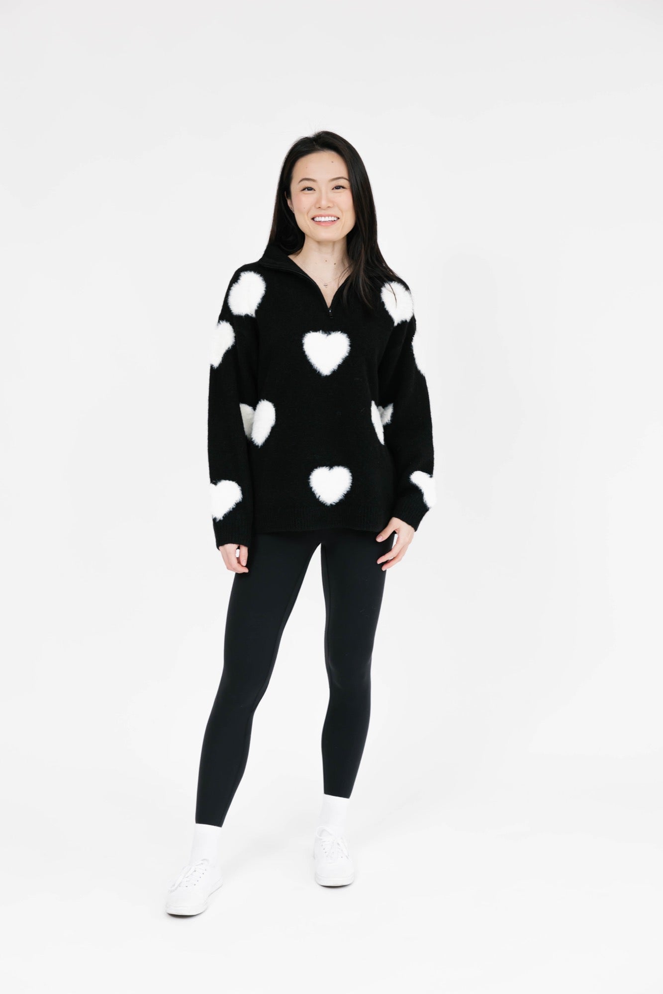 Galentine’s Sweater in Black/Ivory + Sidekick in Red