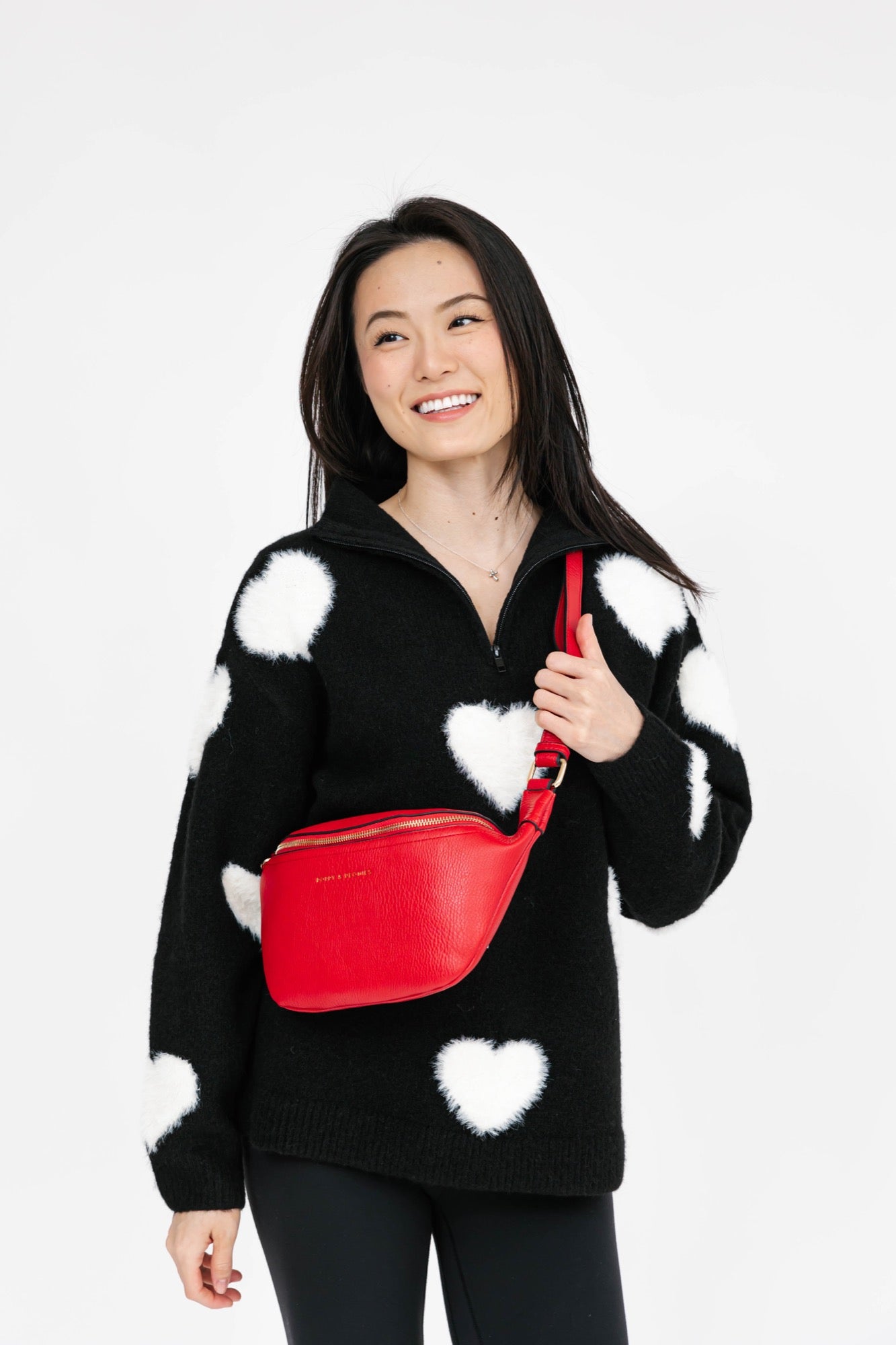 Galentine’s Sweater in Black/Ivory + Sidekick in Red