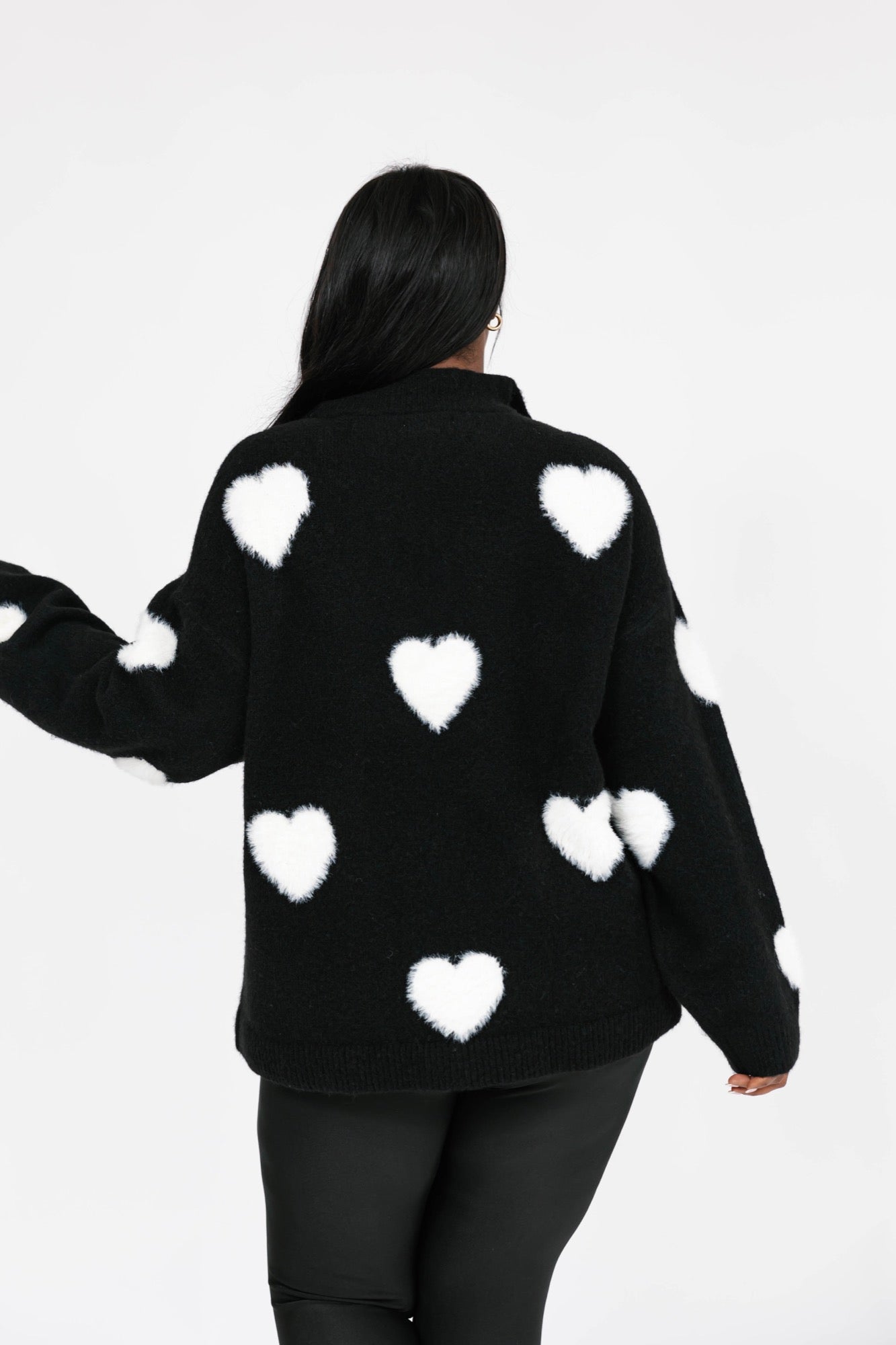 Galentine’s Sweater in Black/Ivory + Sidekick in Red