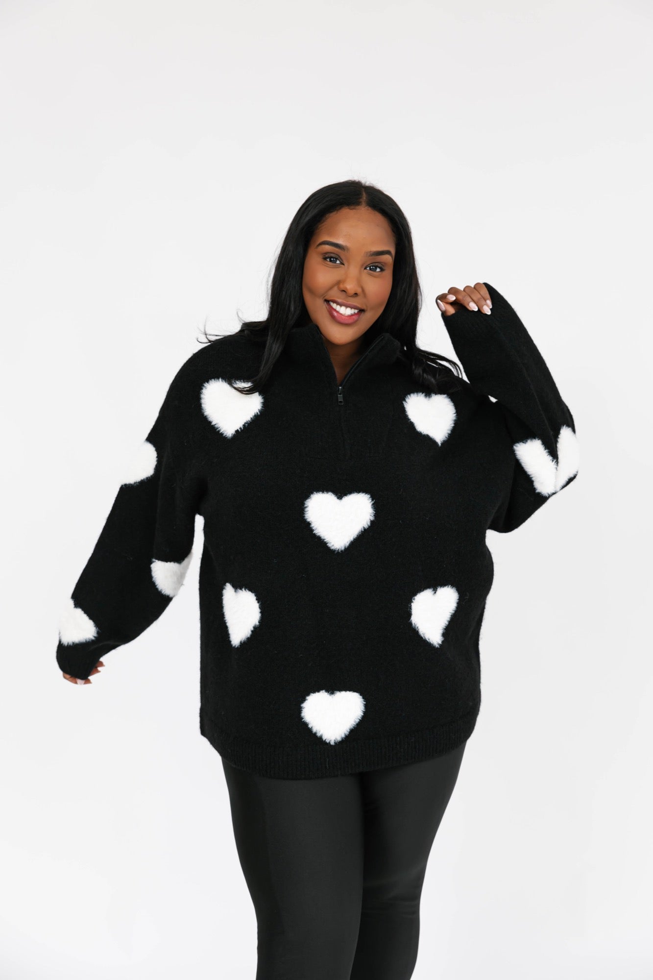 Galentine’s Sweater in Black/Ivory