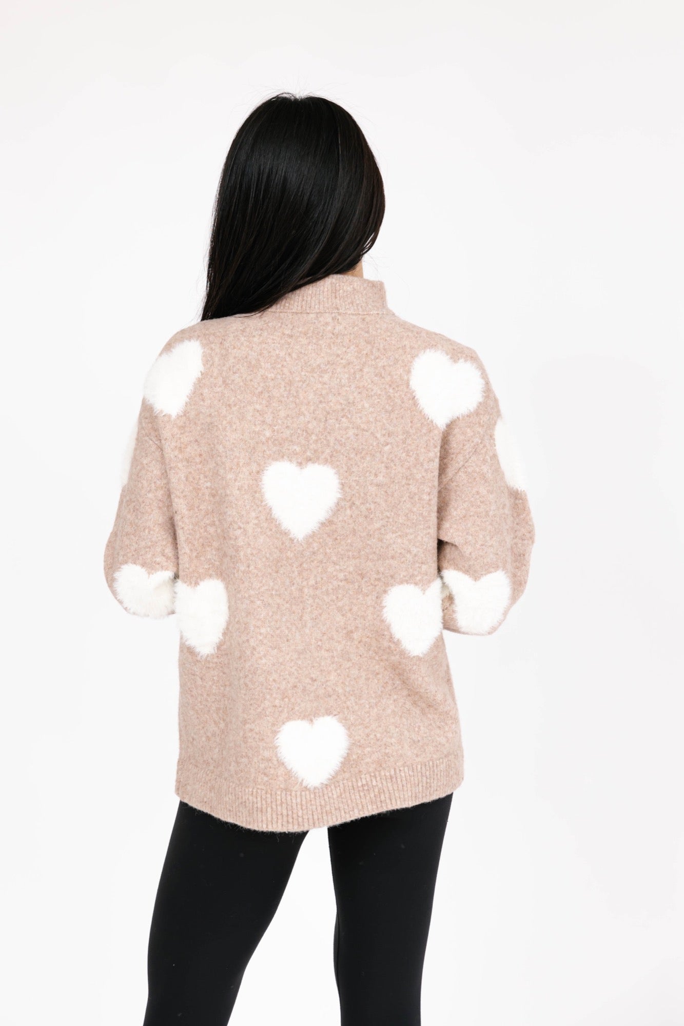 Galentine’s Sweater in Light Brown/Ivory + Sidekick in Red