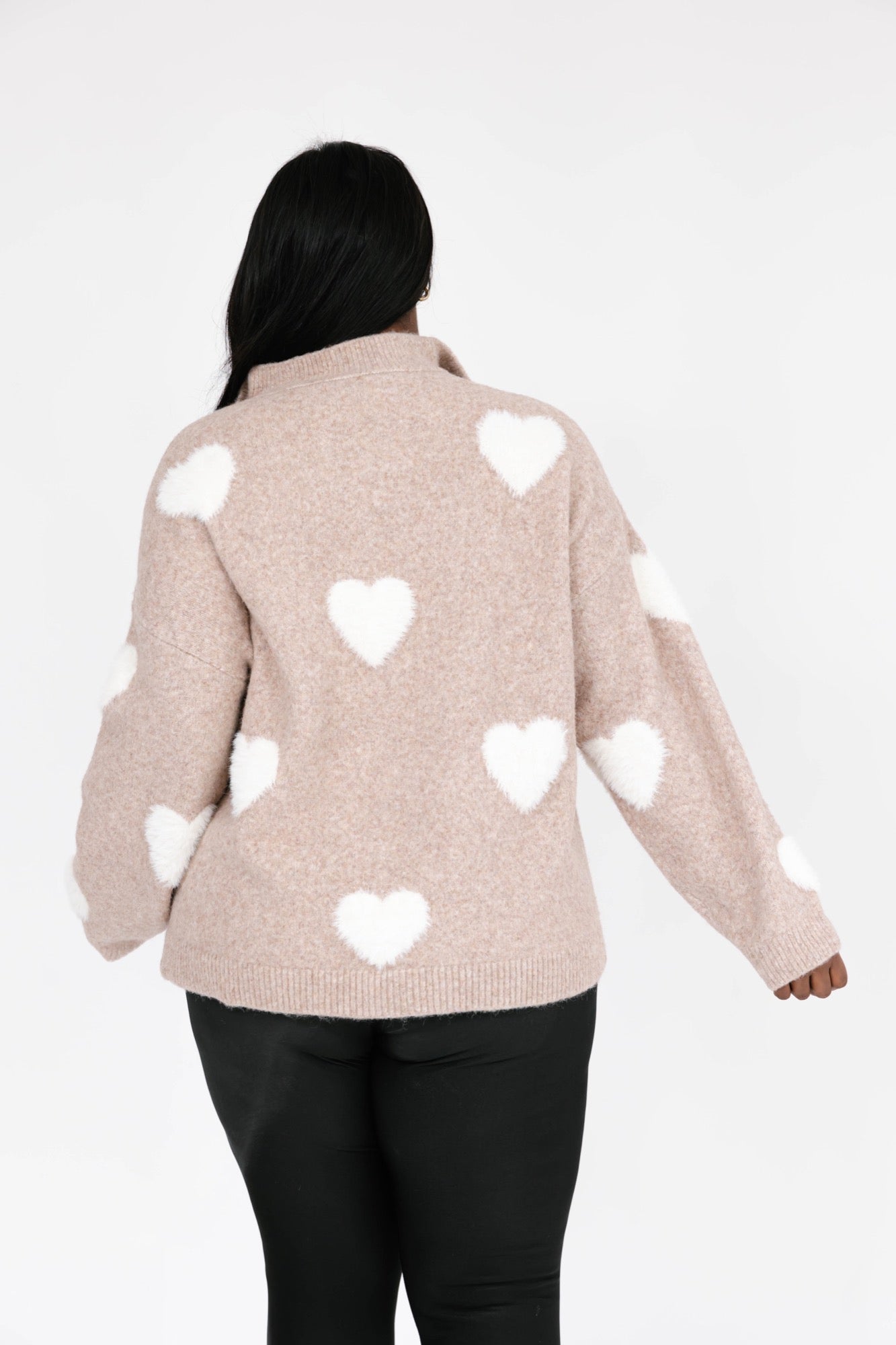 Galentine’s Sweater in Light Brown/Ivory + Sidekick in Red