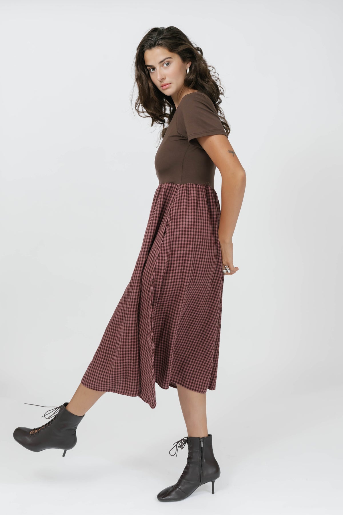 Gingham Andie Dress in Plum