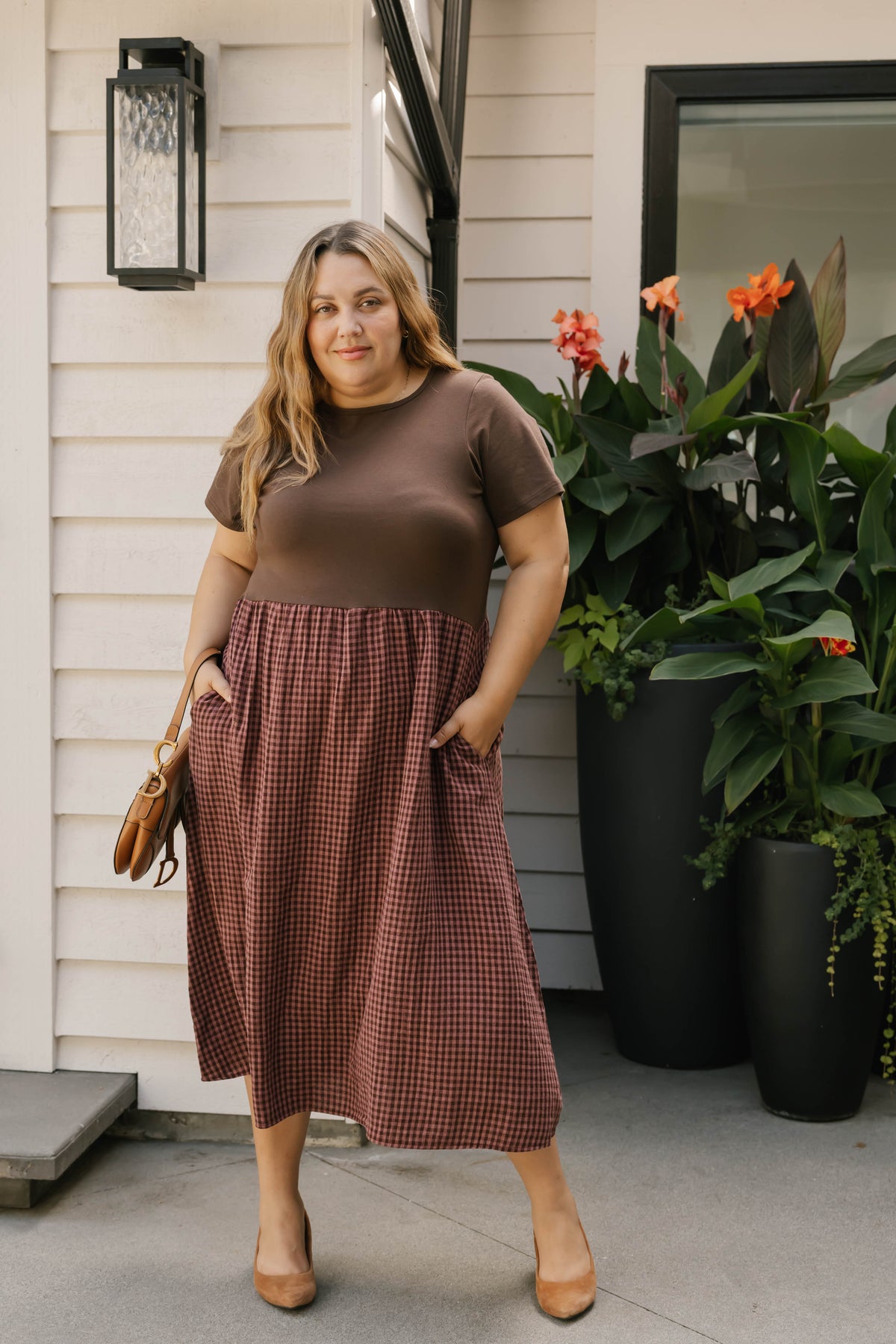 Gingham Andie Dress in Plum