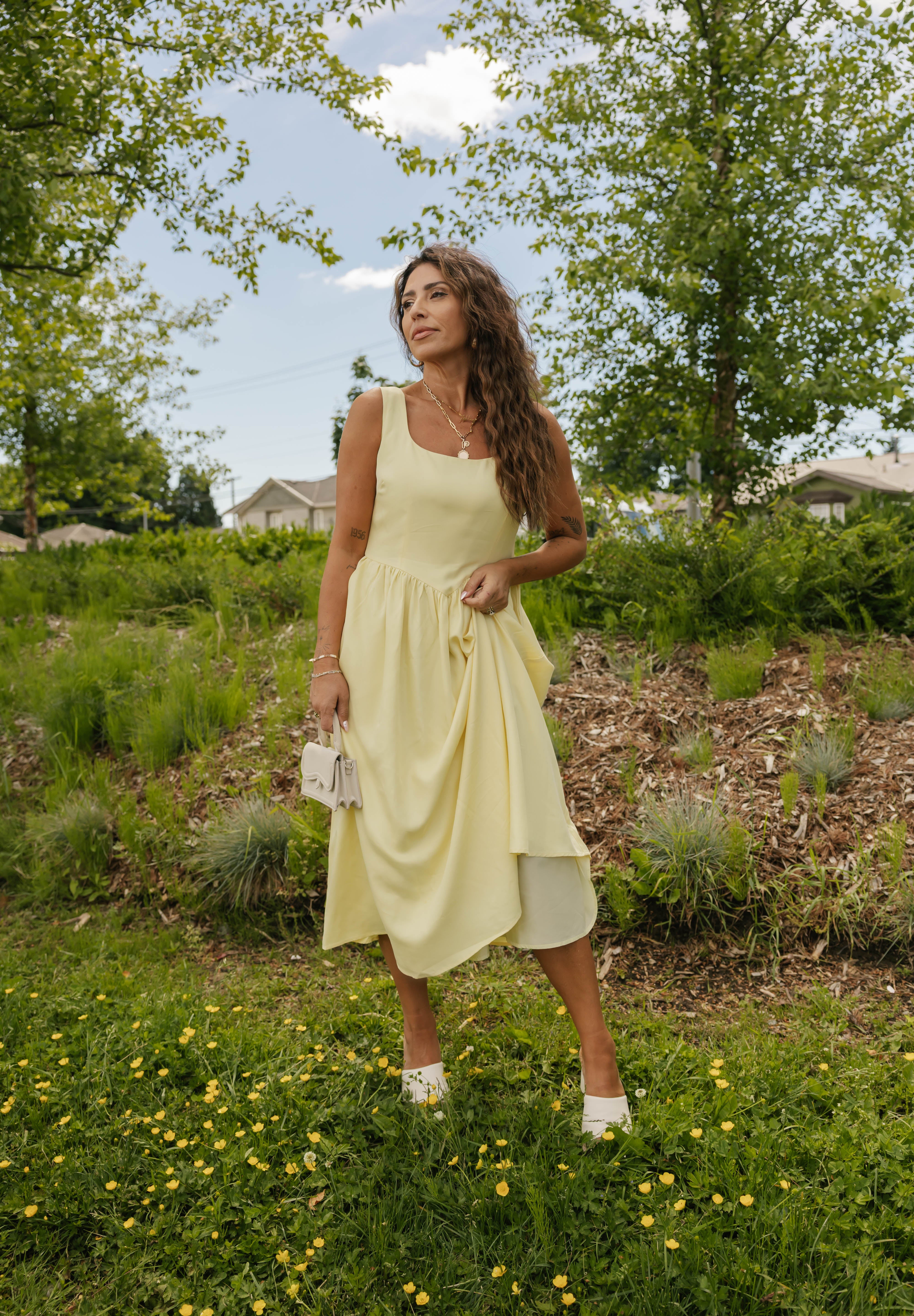 Georgia Midi Dress in Butter Yellow – Smash + Tess