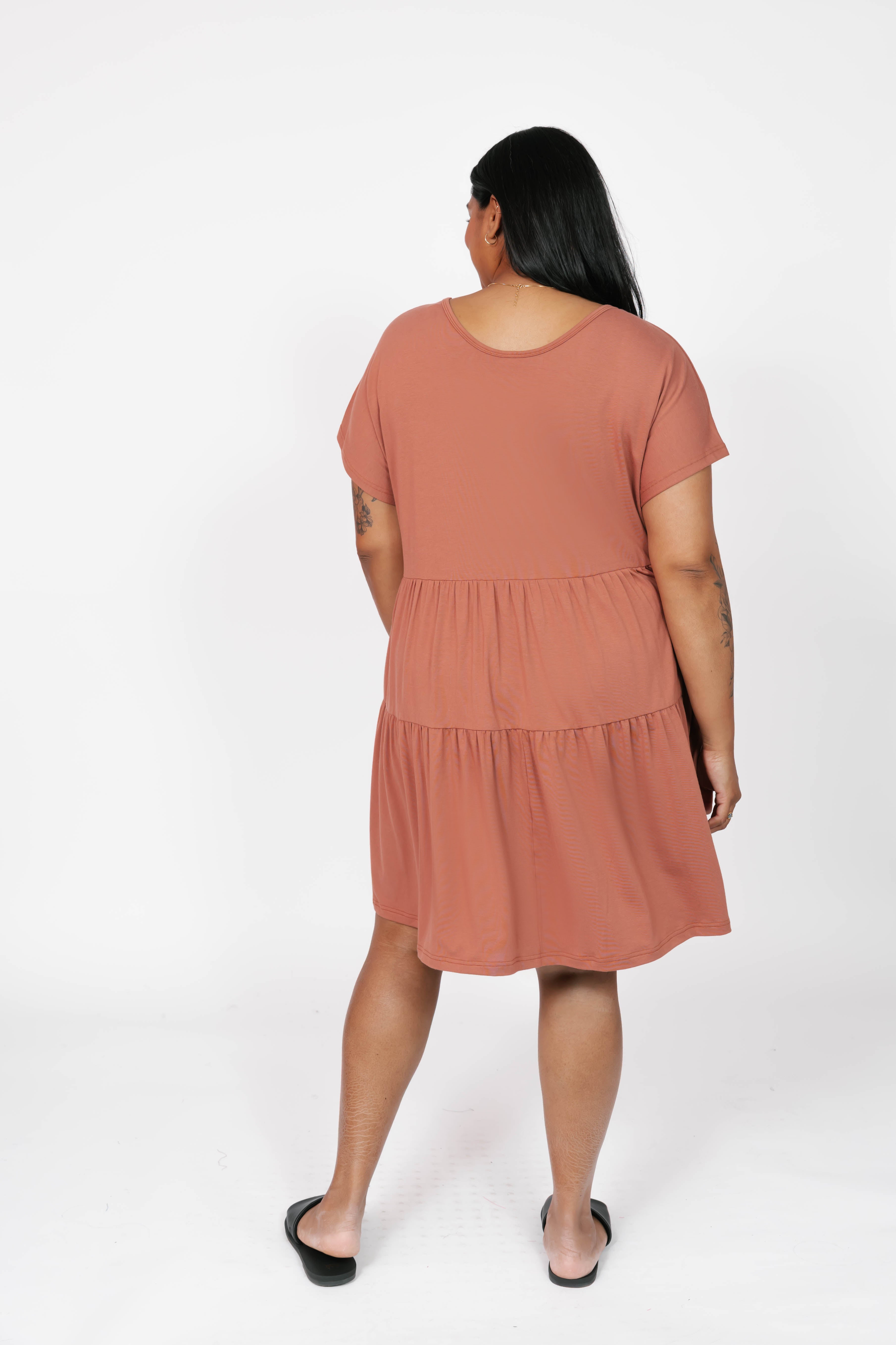 Gia Mini Dress in Brown Brick