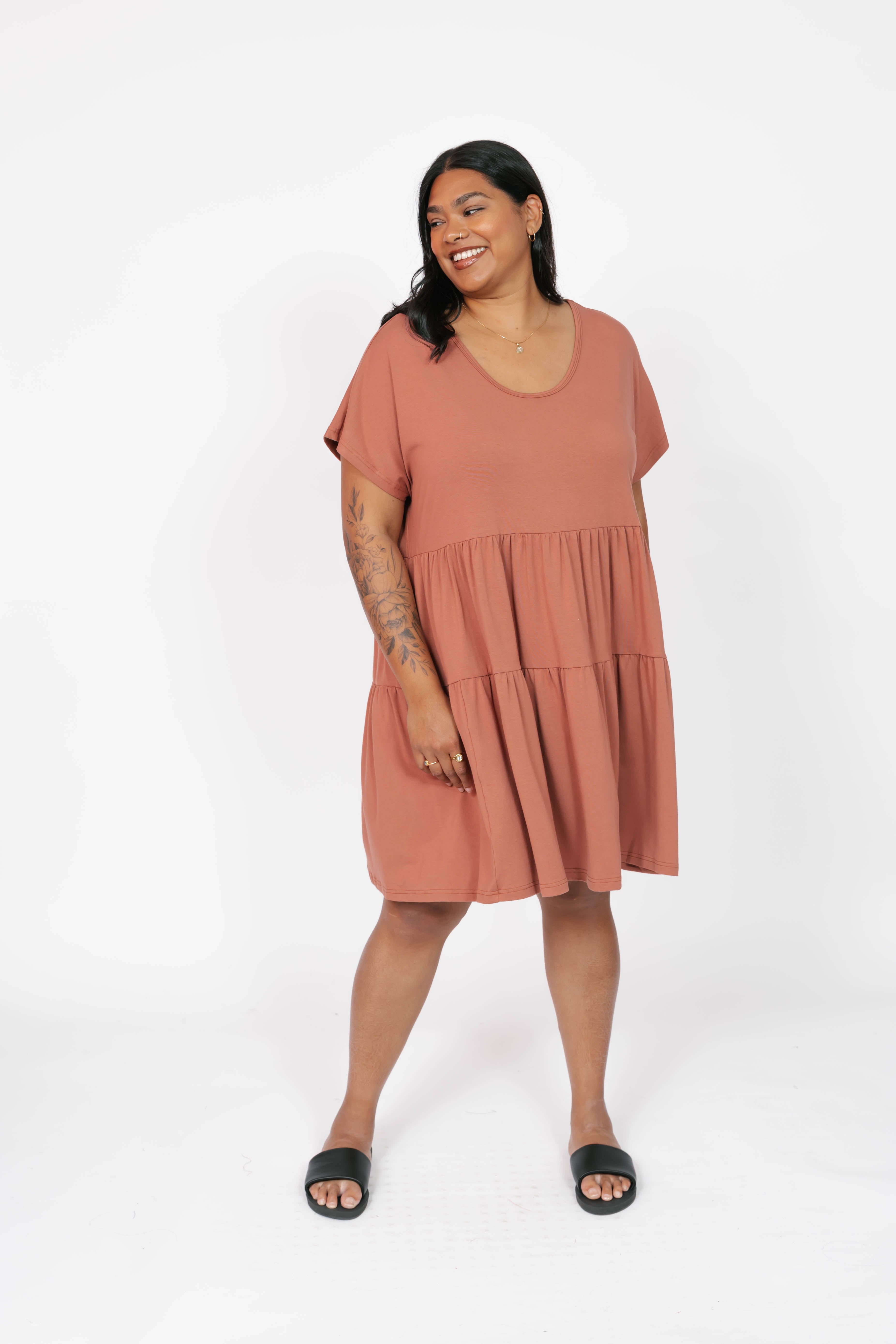 Gia Mini Dress in Brown Brick