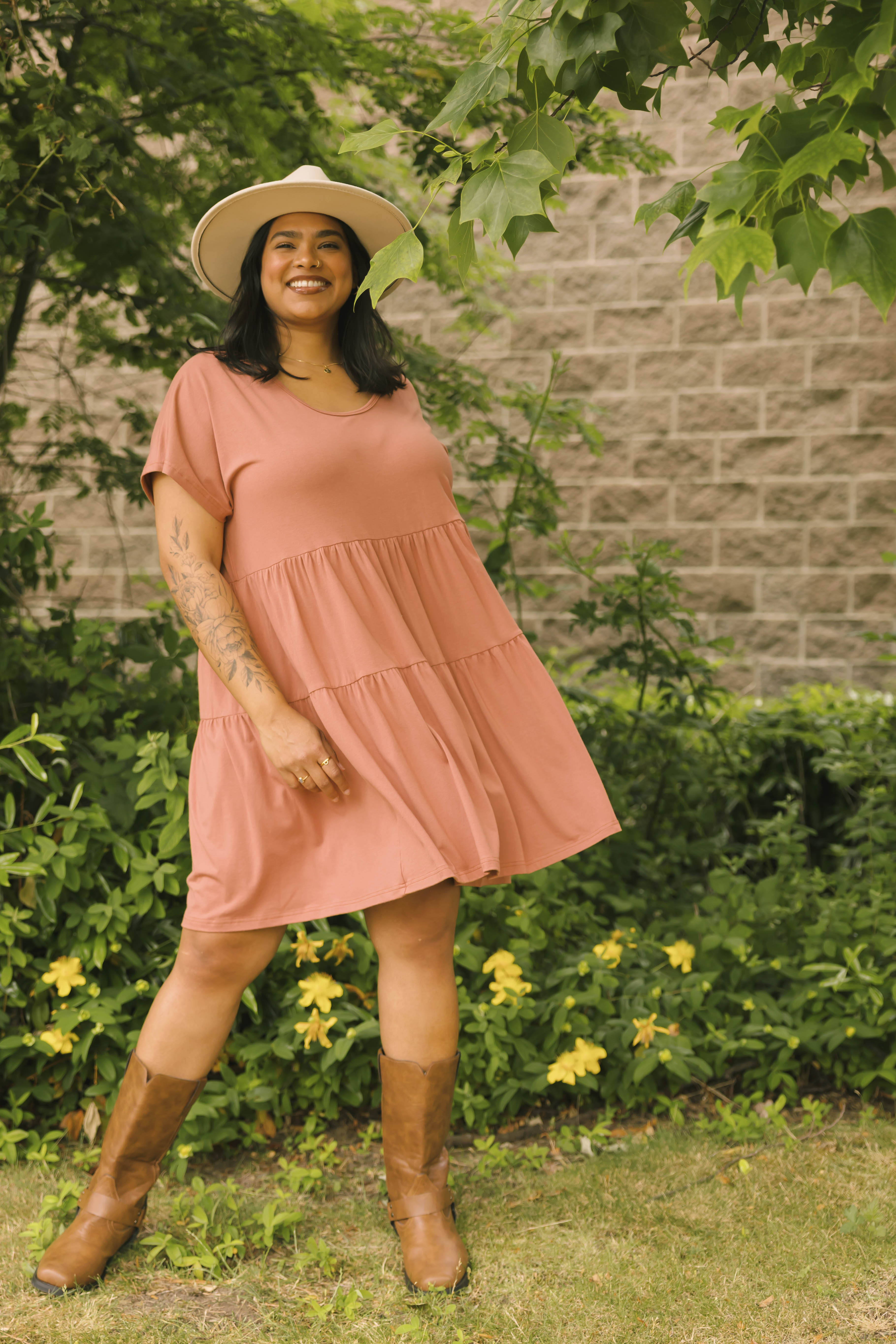 Gia Mini Dress in Brown Brick