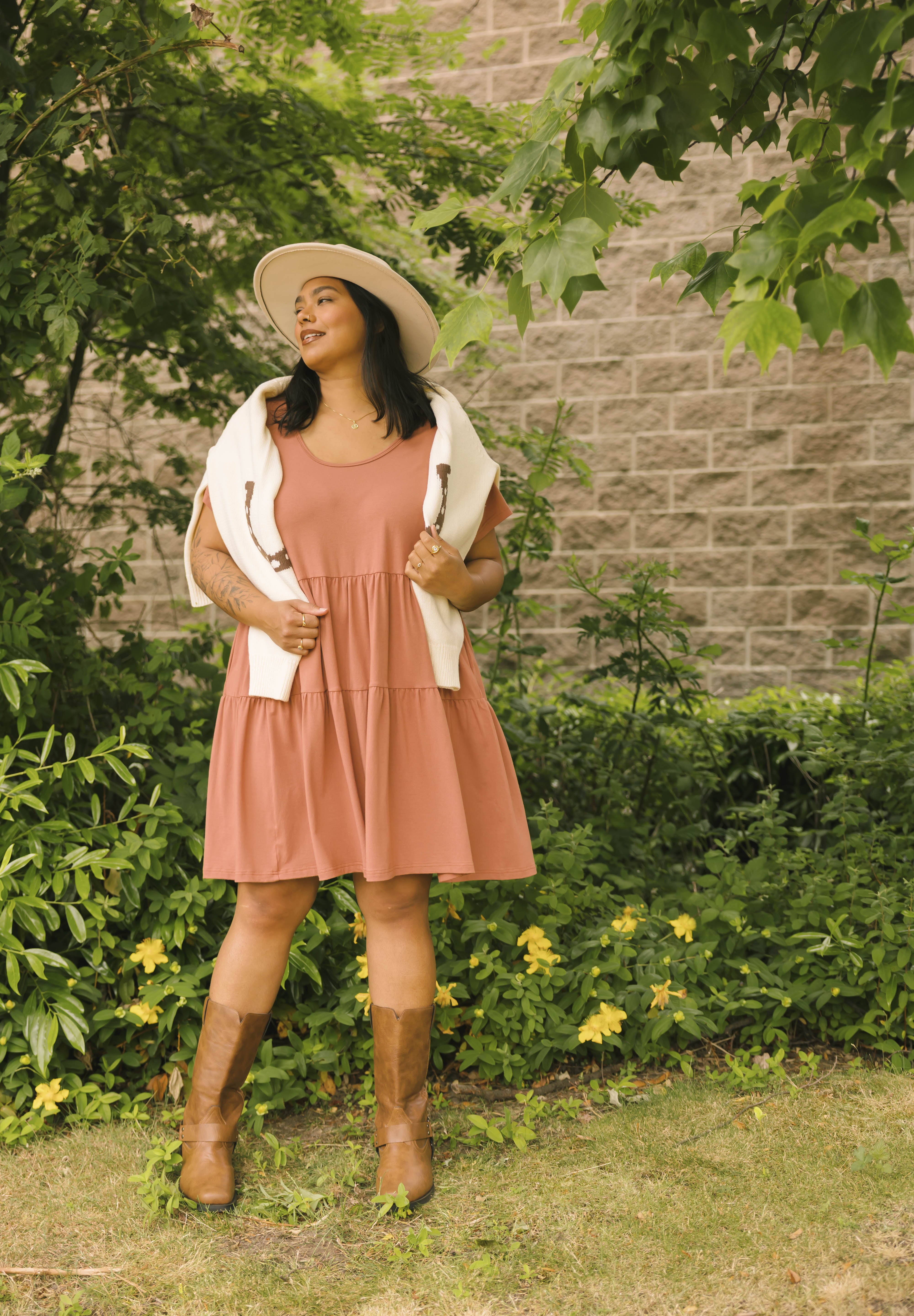 Gia Mini Dress in Brown Brick