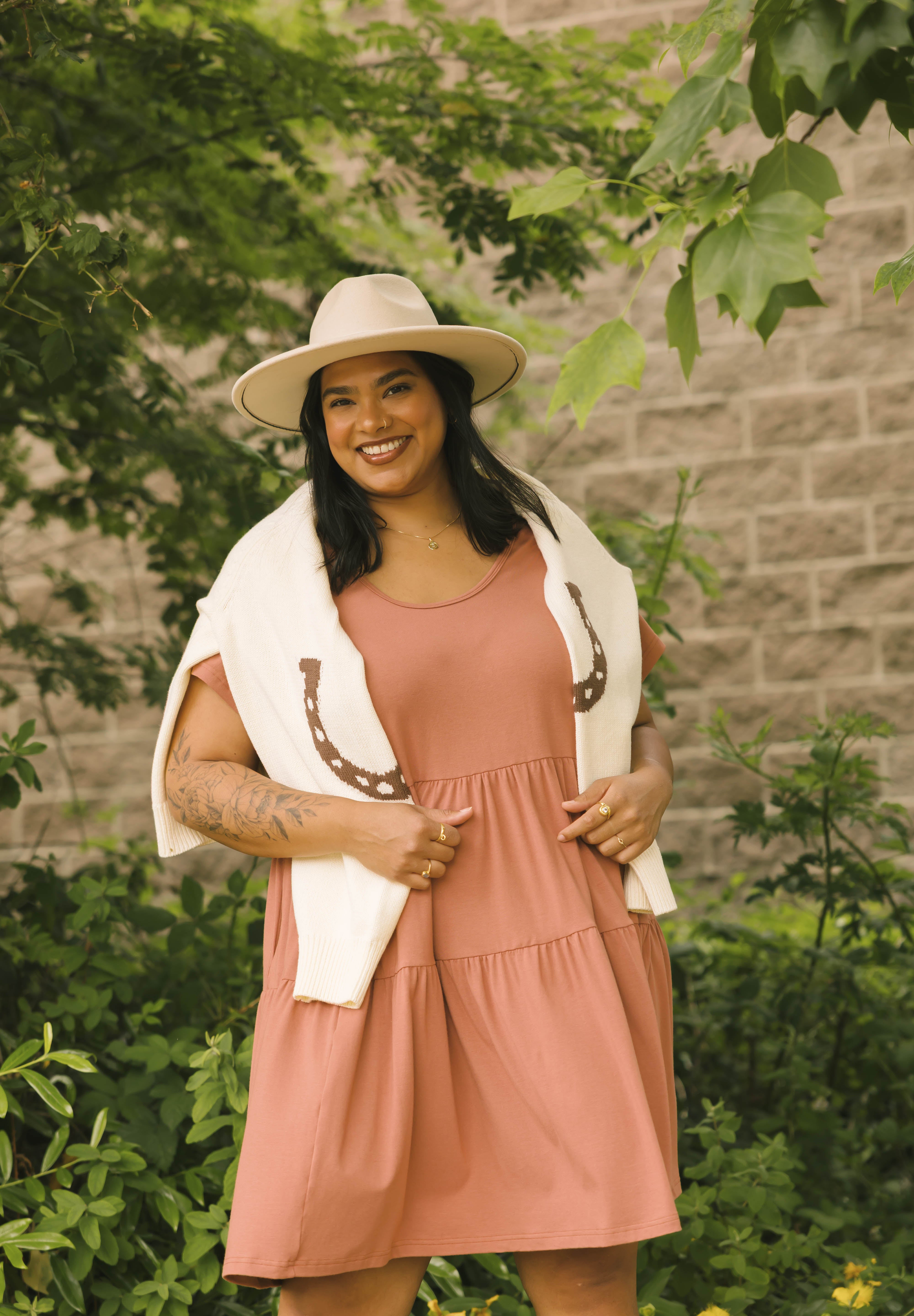 Gia Mini Dress in Brown Brick