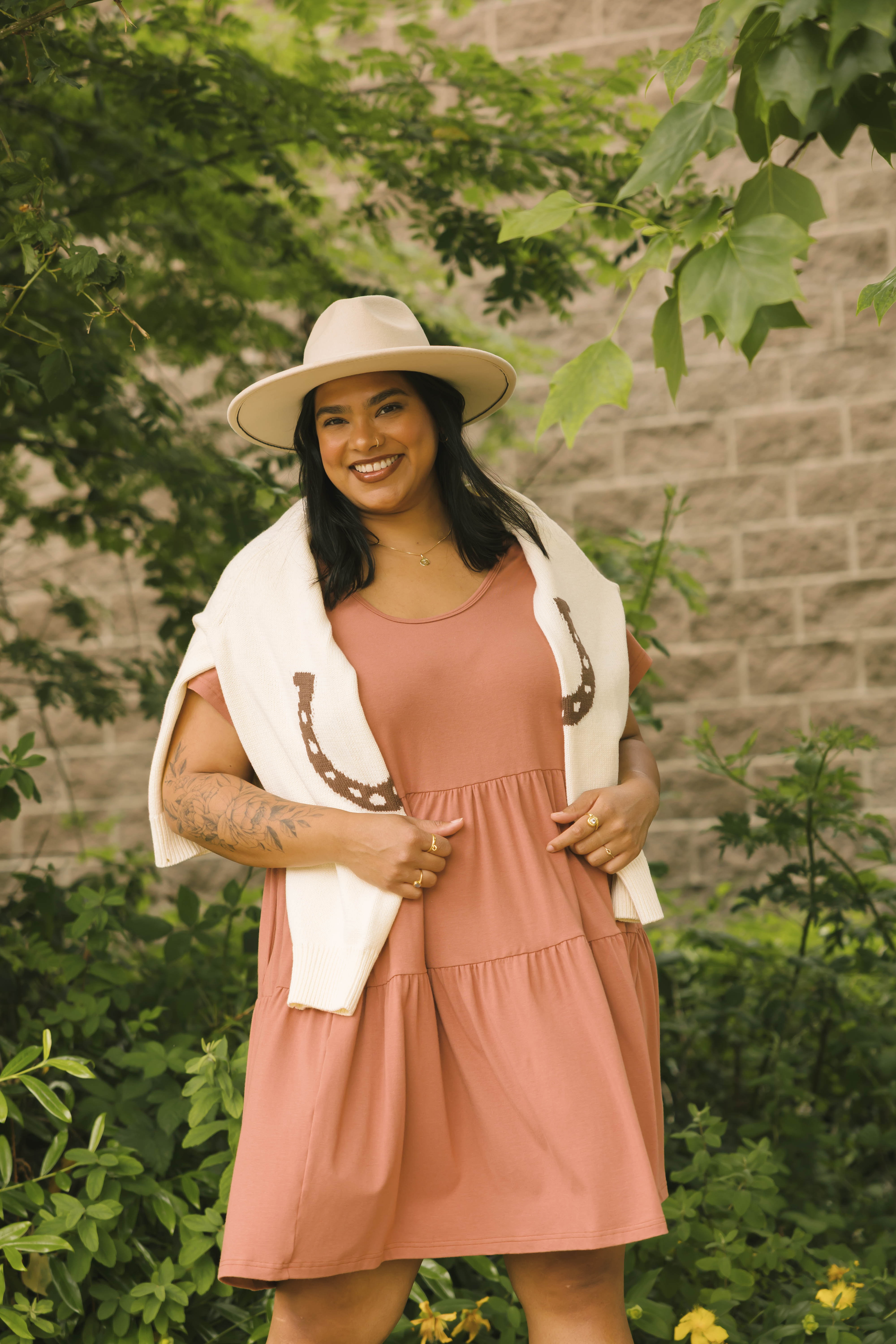 Gia Mini Dress in Brown Brick