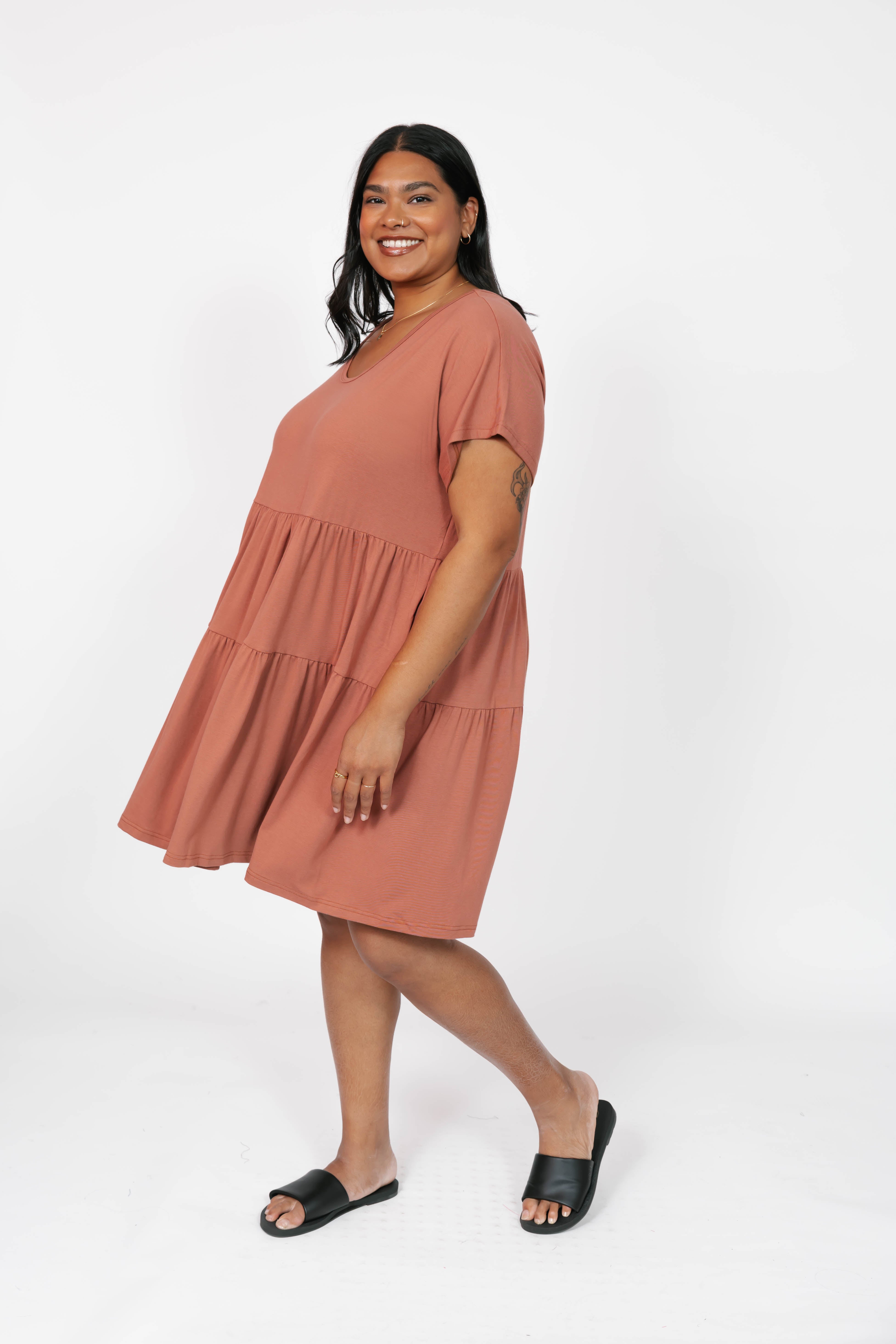 Gia Mini Dress in Brown Brick