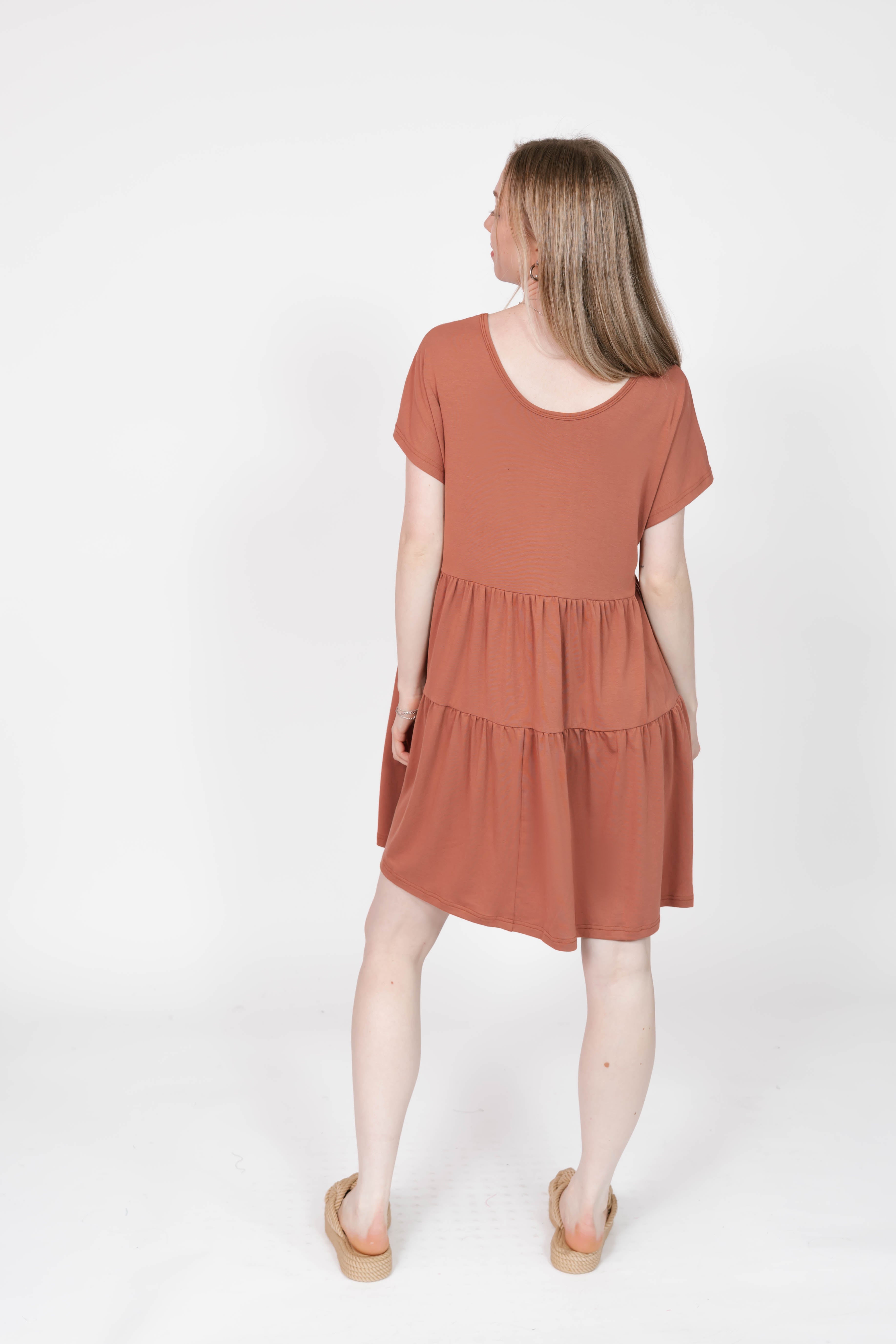 Gia Mini Dress in Brown Brick