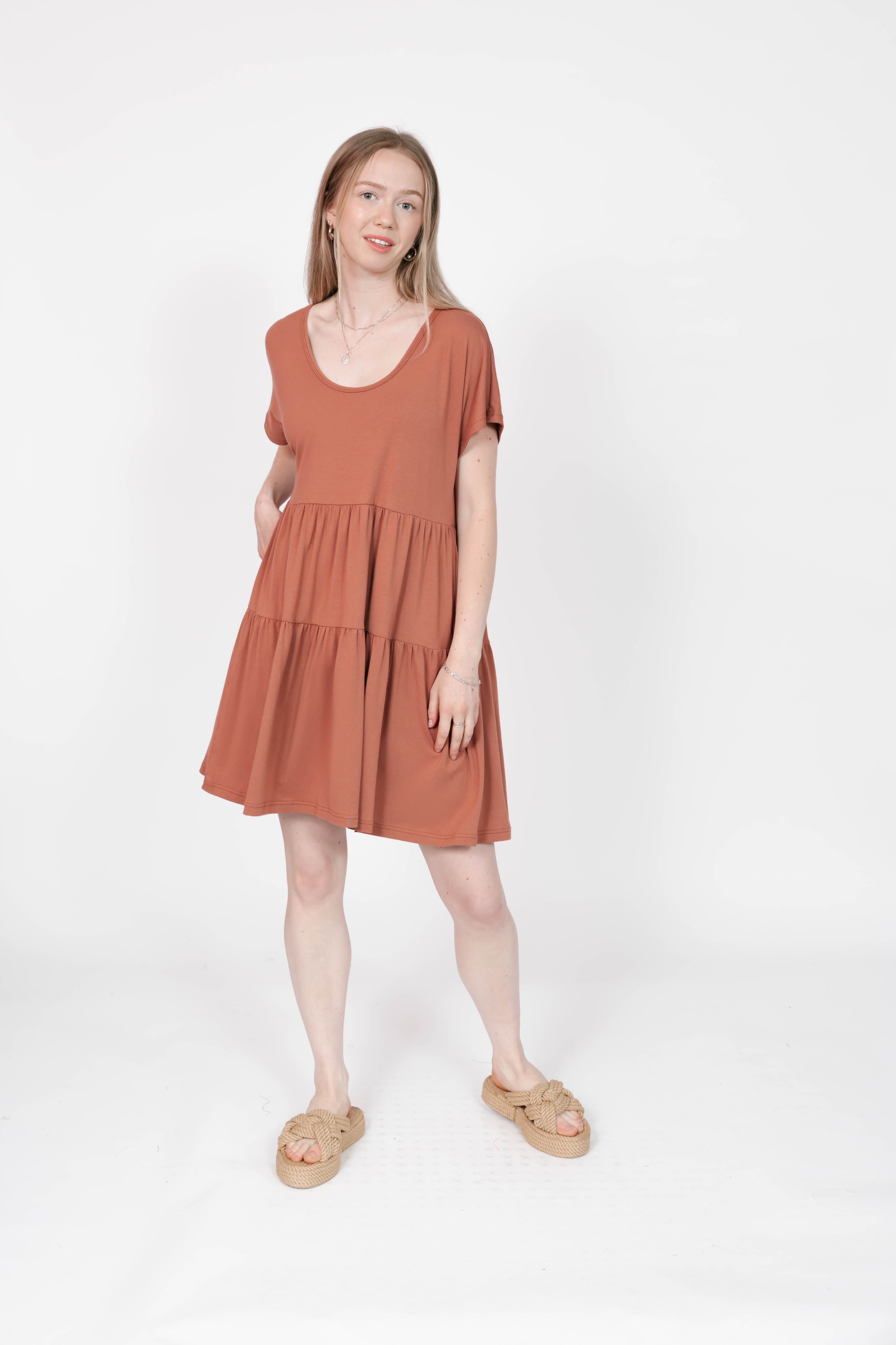 Gia Mini Dress in Brown Brick