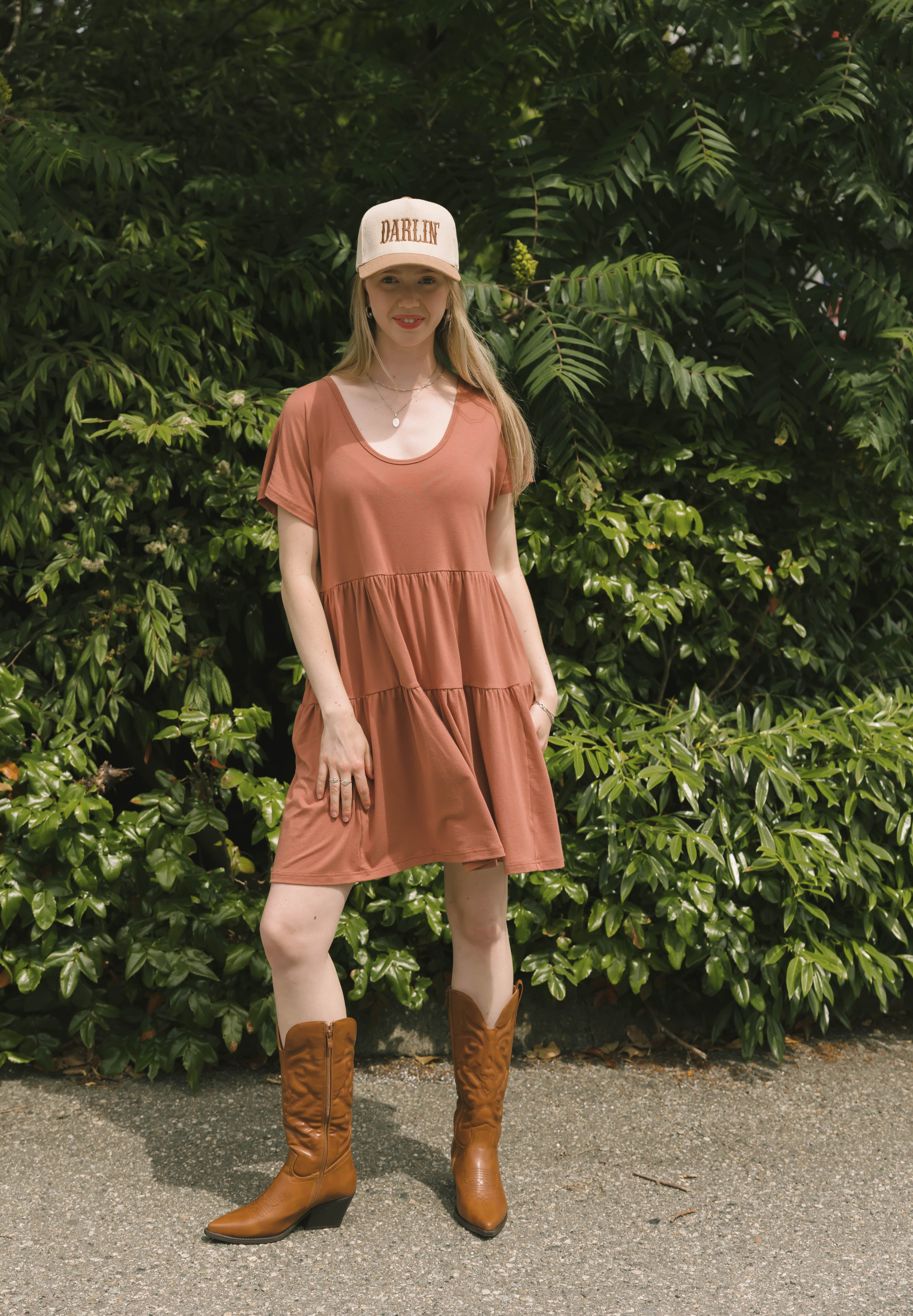 Gia Mini Dress in Brown Brick