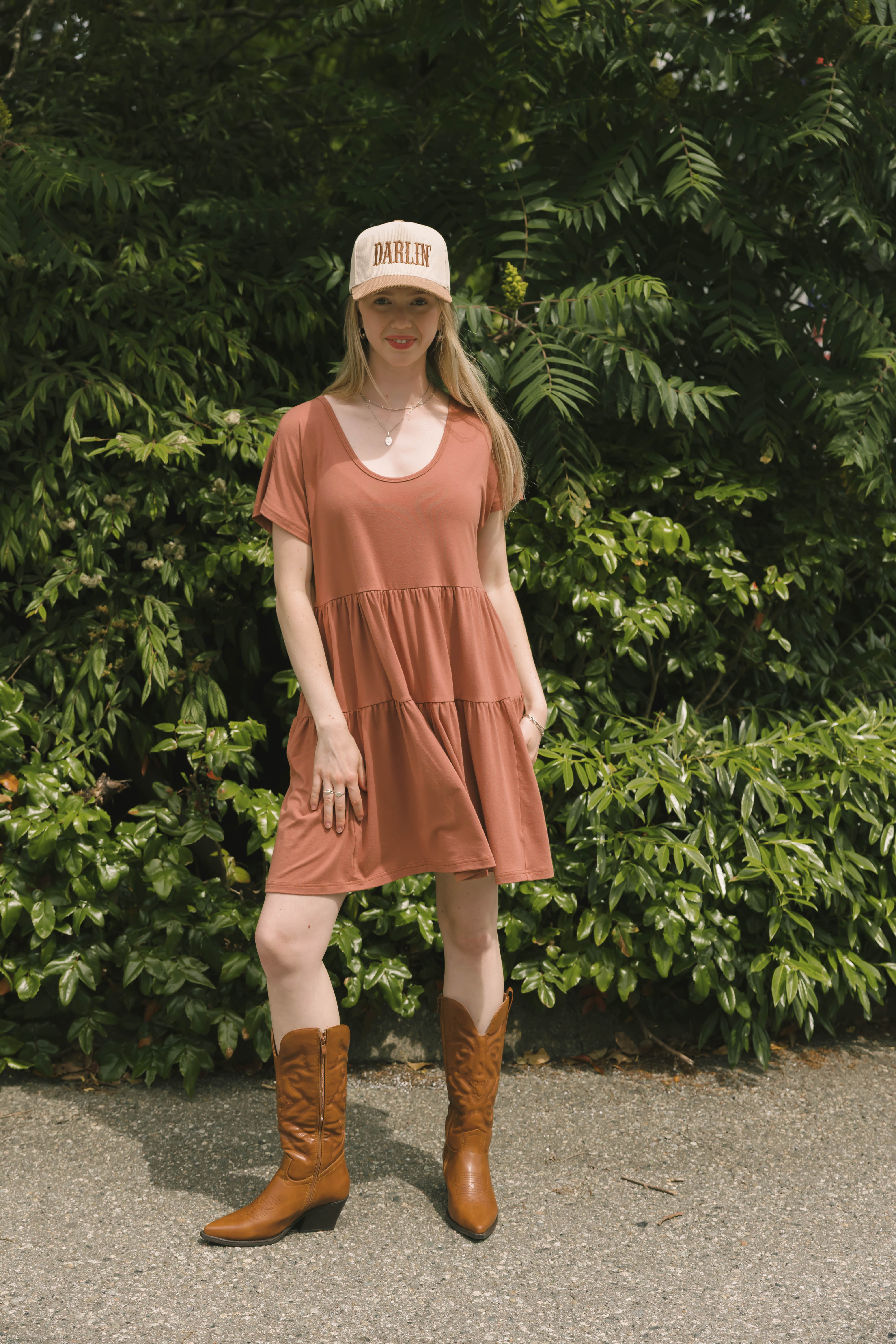 Gia Mini Dress in Brown Brick