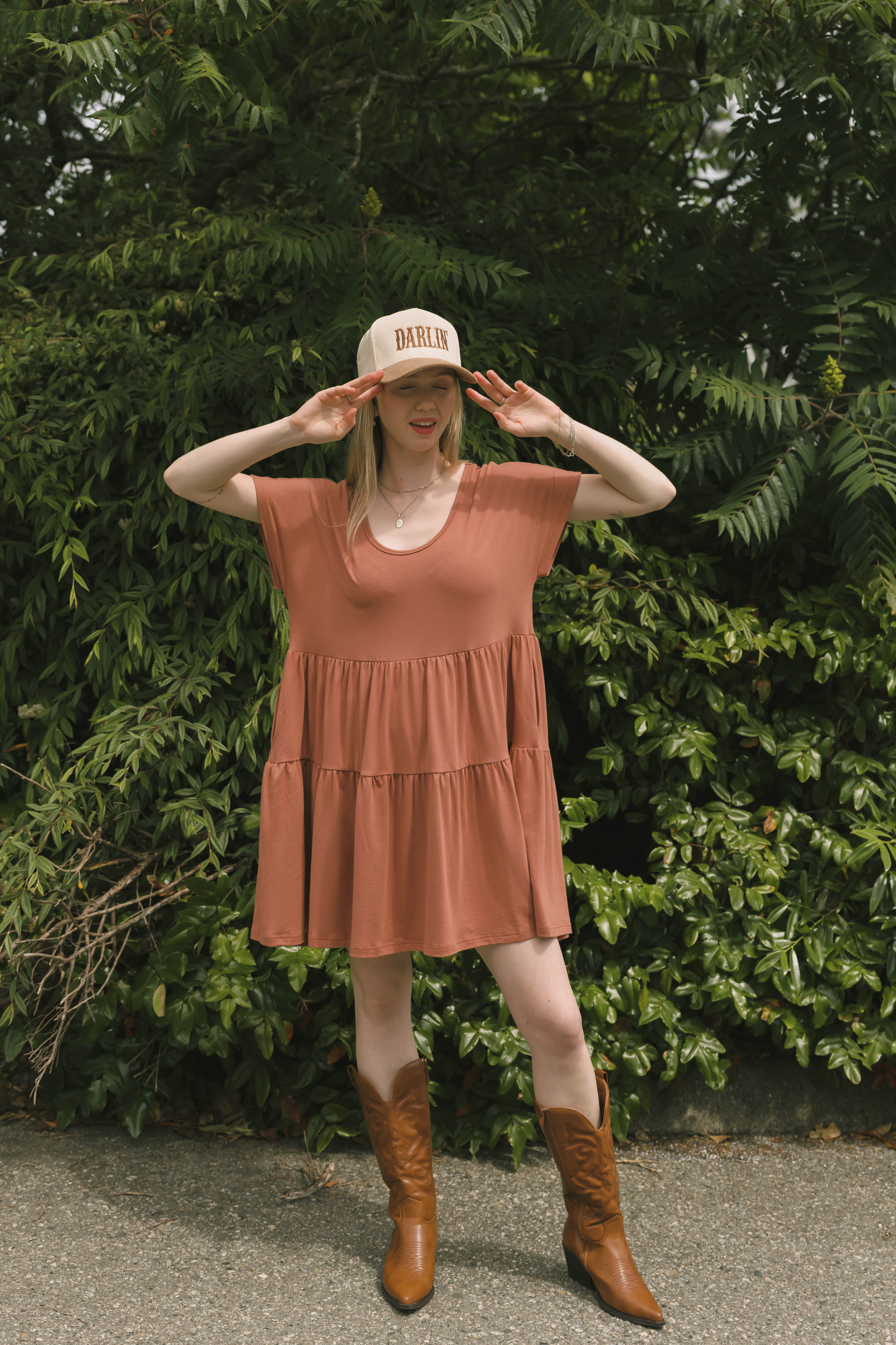 Gia Mini Dress in Brown Brick