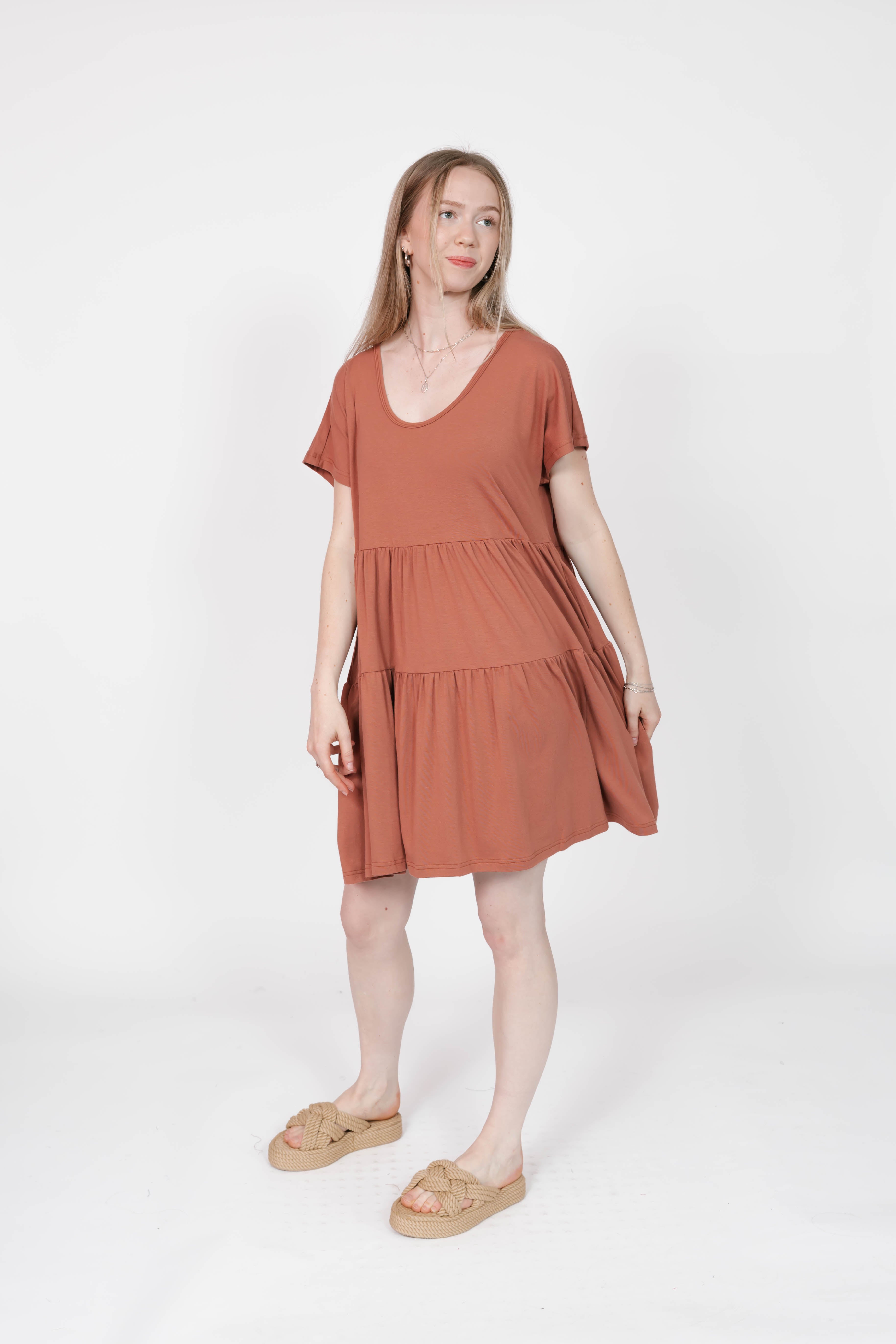 Gia Mini Dress in Brown Brick