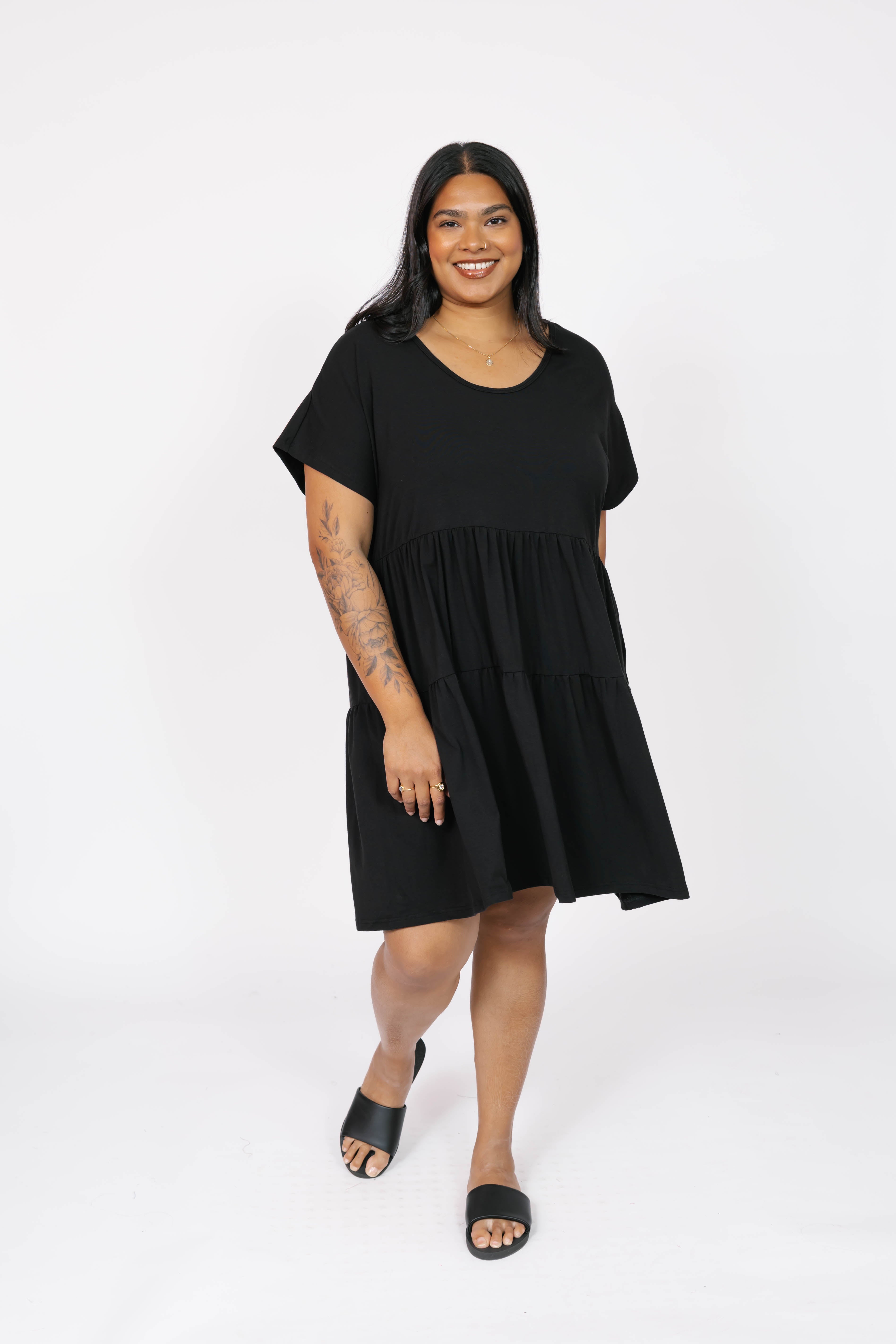 Gia Mini Dress in Midnight Black