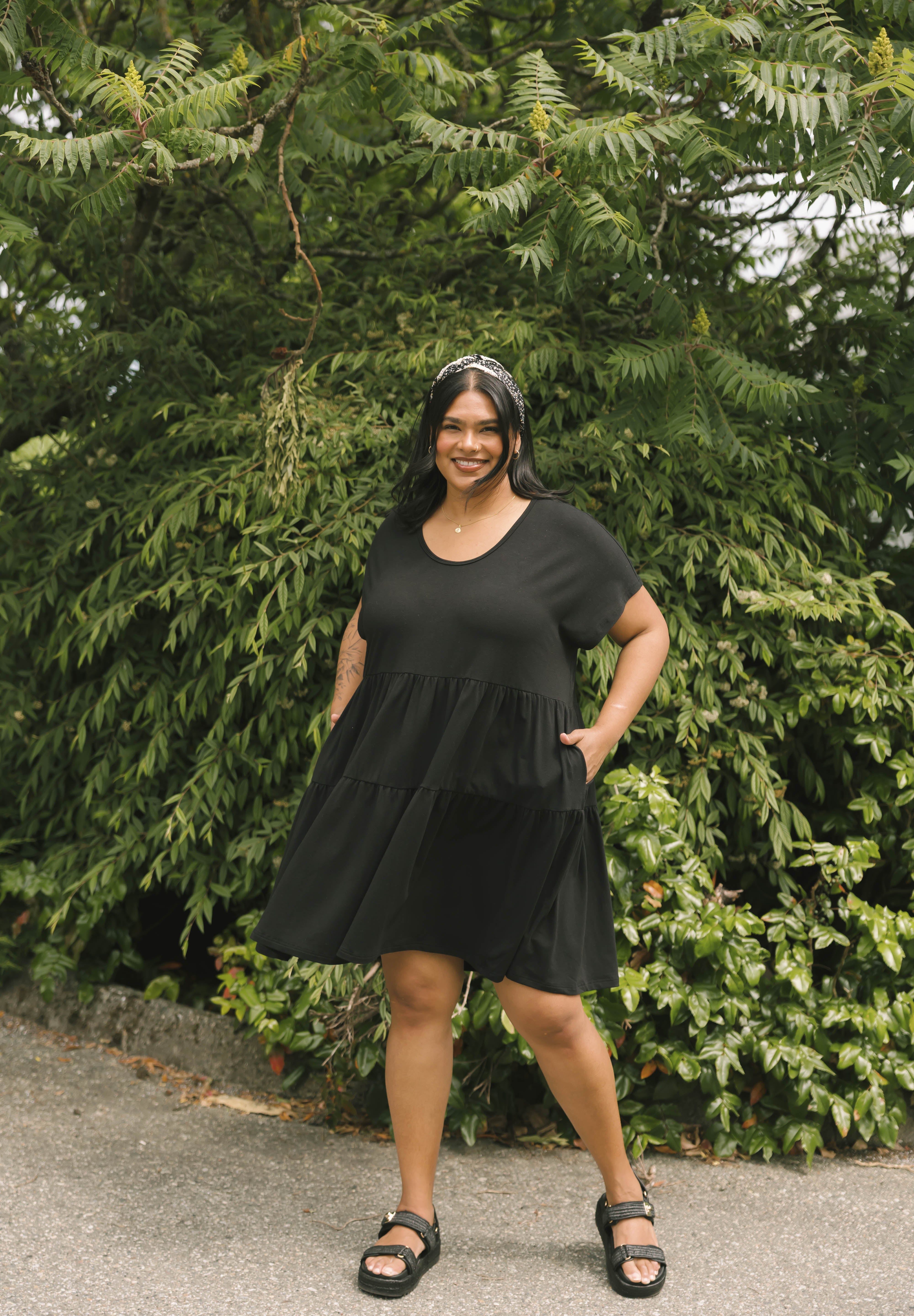 Gia Mini Dress in Midnight Black